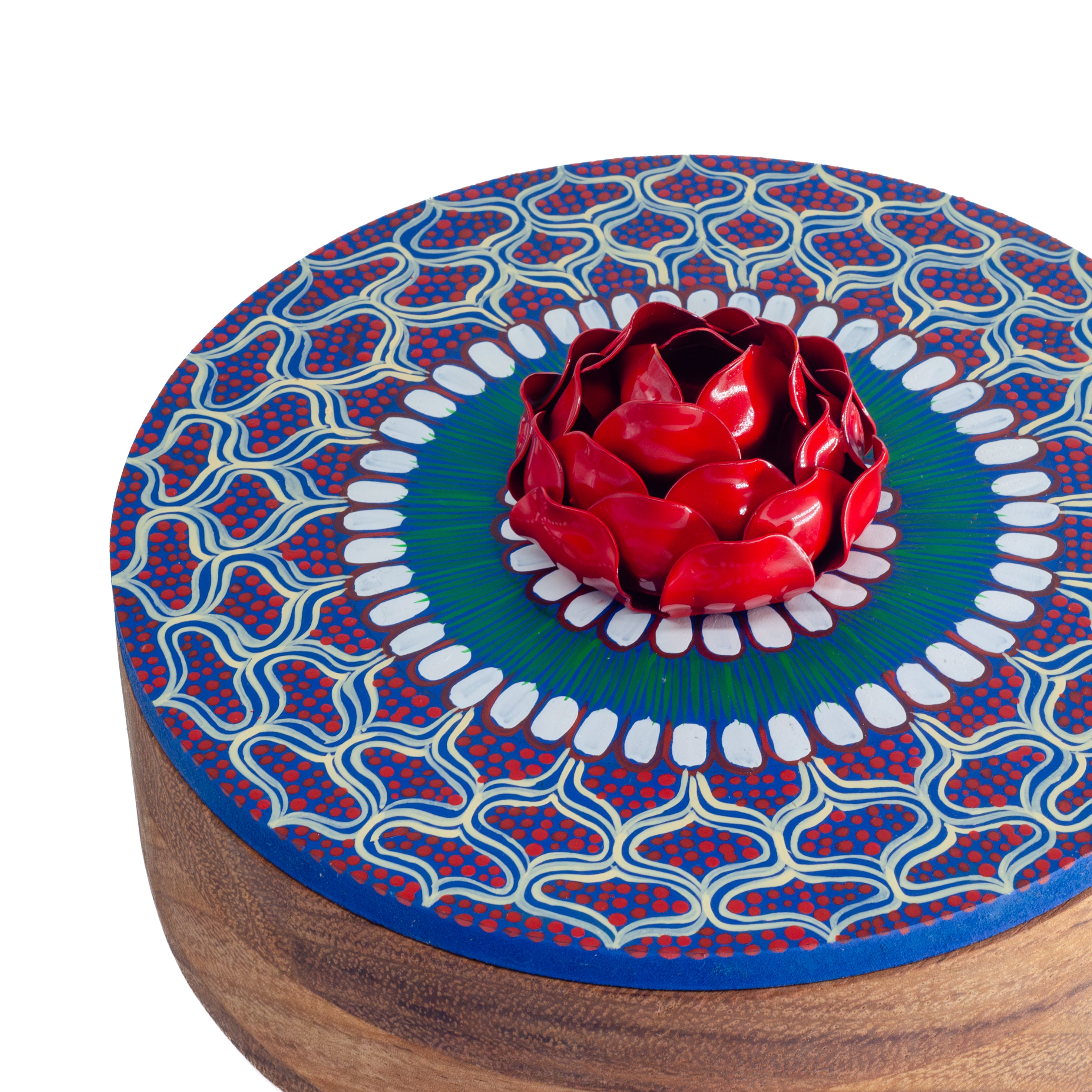 Hand-painted Parota Solid Wood Kitchen Tortillero/Basket