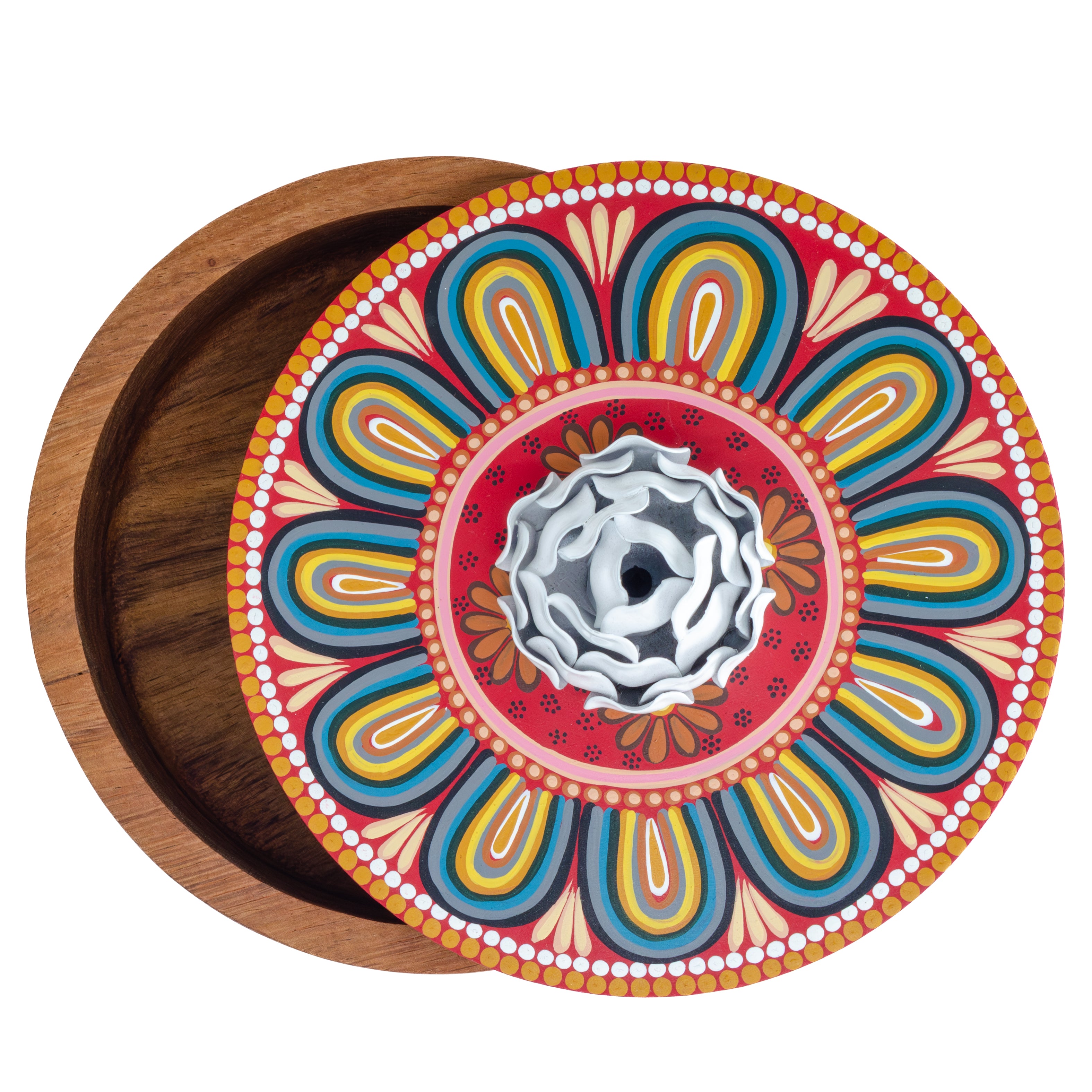 Hand-painted Parota Solid Wood Kitchen Tortillero/Basket