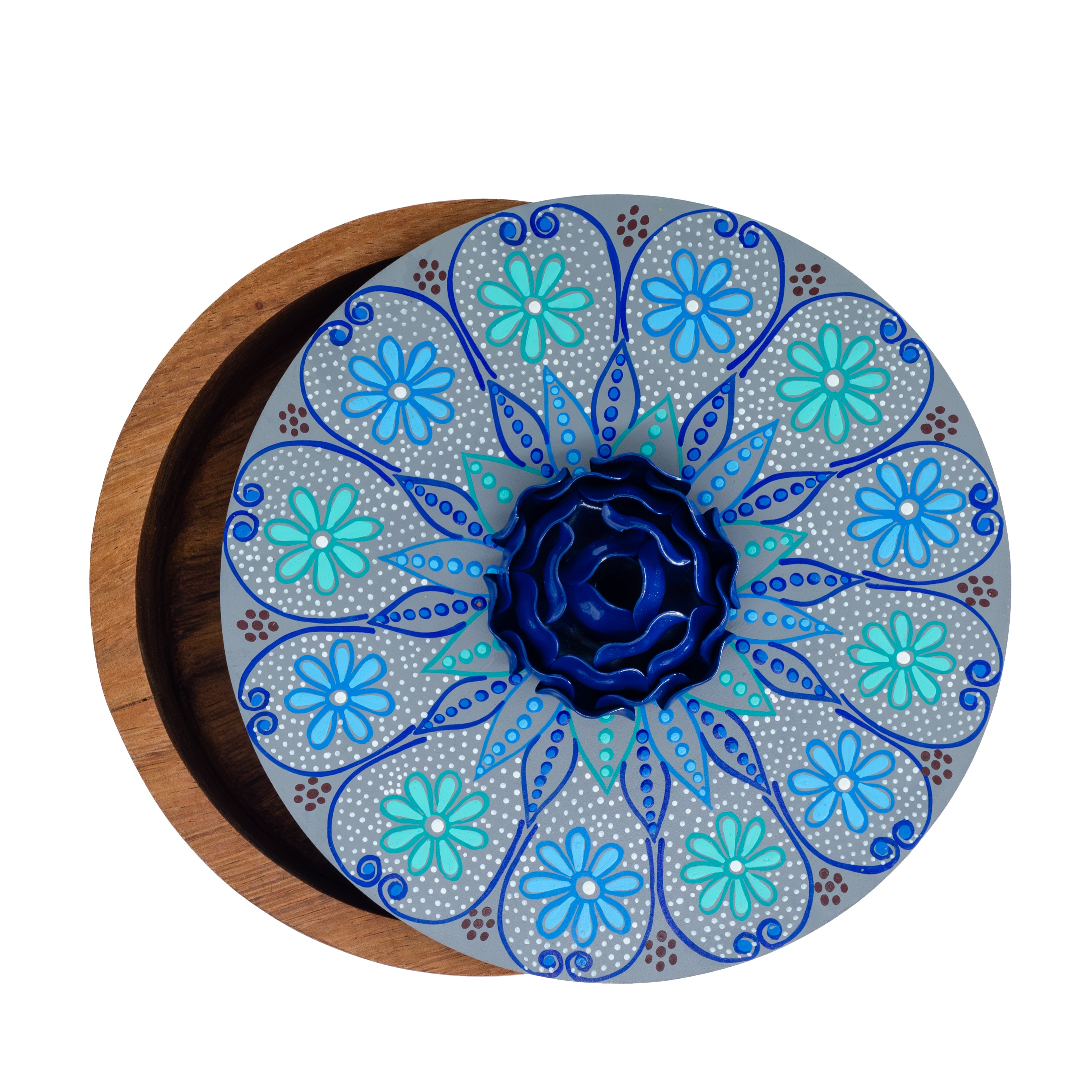 Hand-painted Parota Solid Wood Kitchen Tortillero/Basket