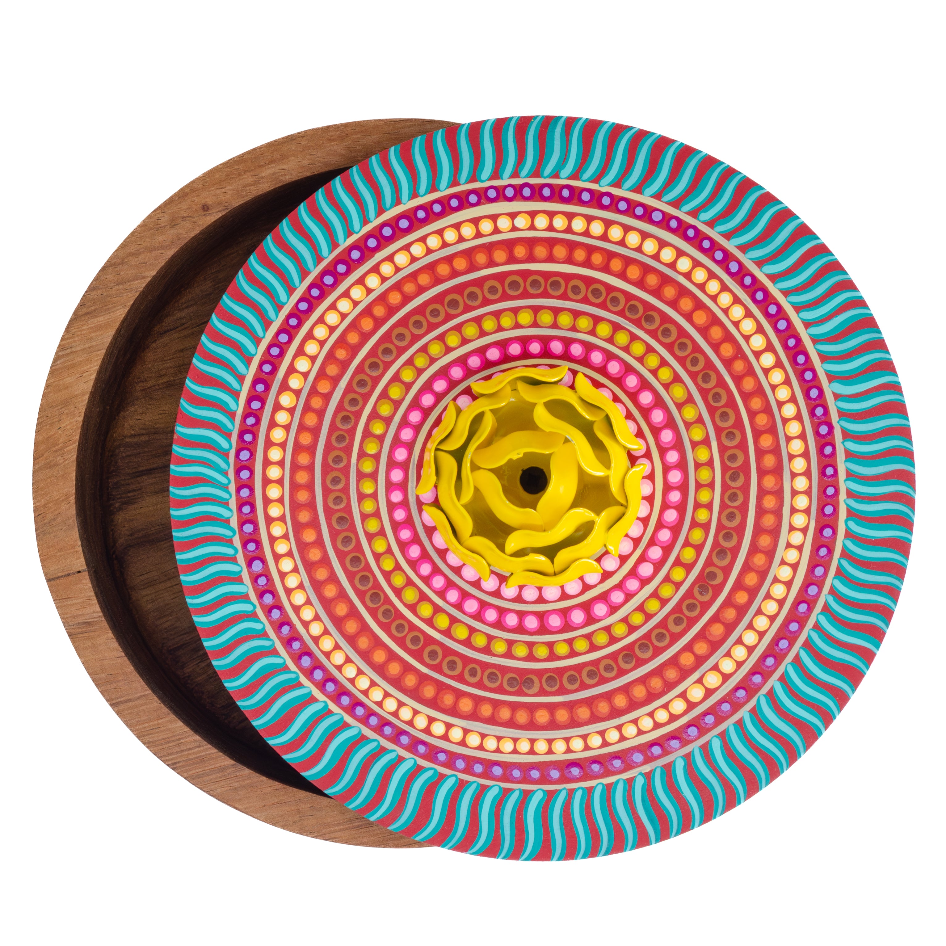 Hand-painted Parota Solid Wood Kitchen Tortillero/Basket