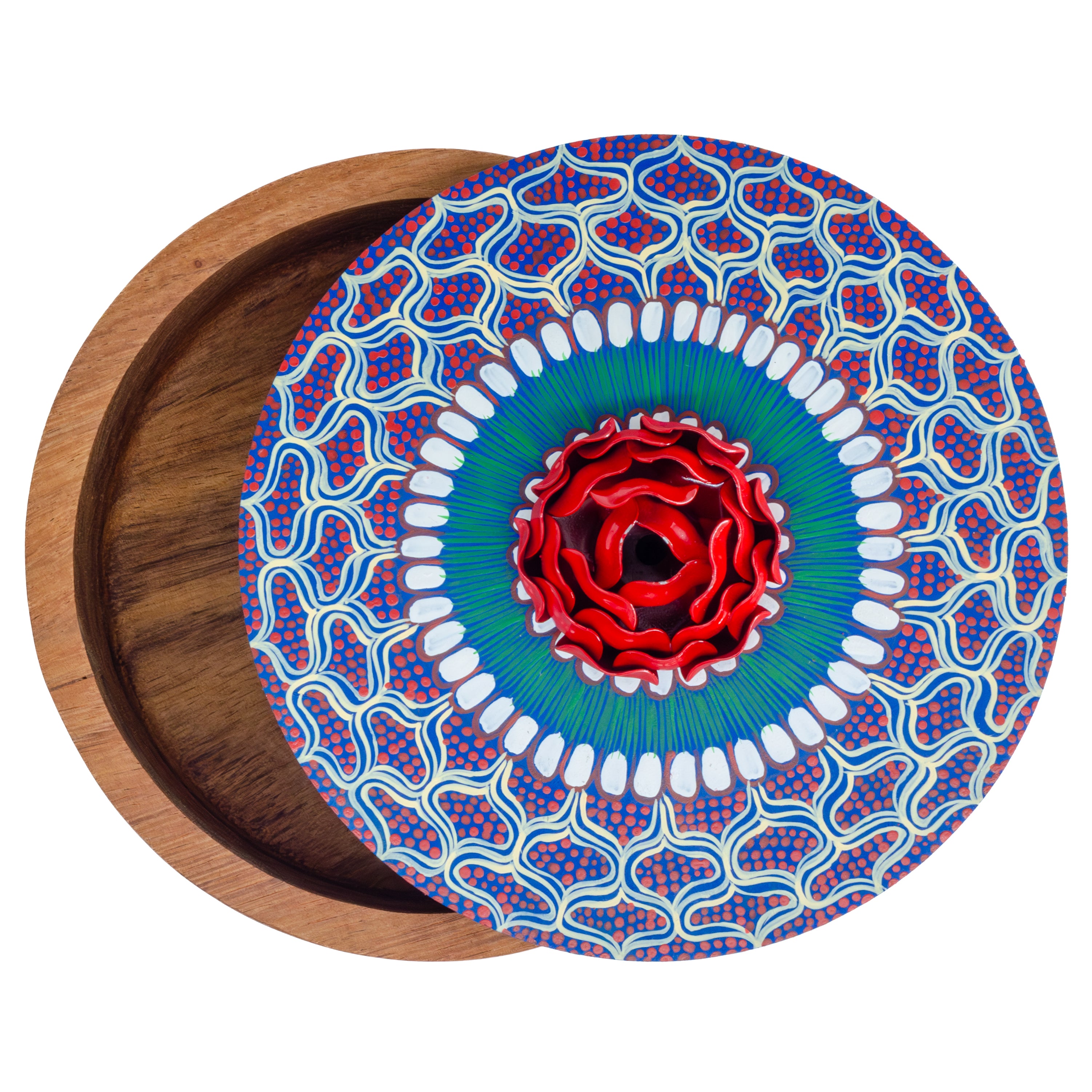 Hand-painted Parota Solid Wood Kitchen Tortillero/Basket