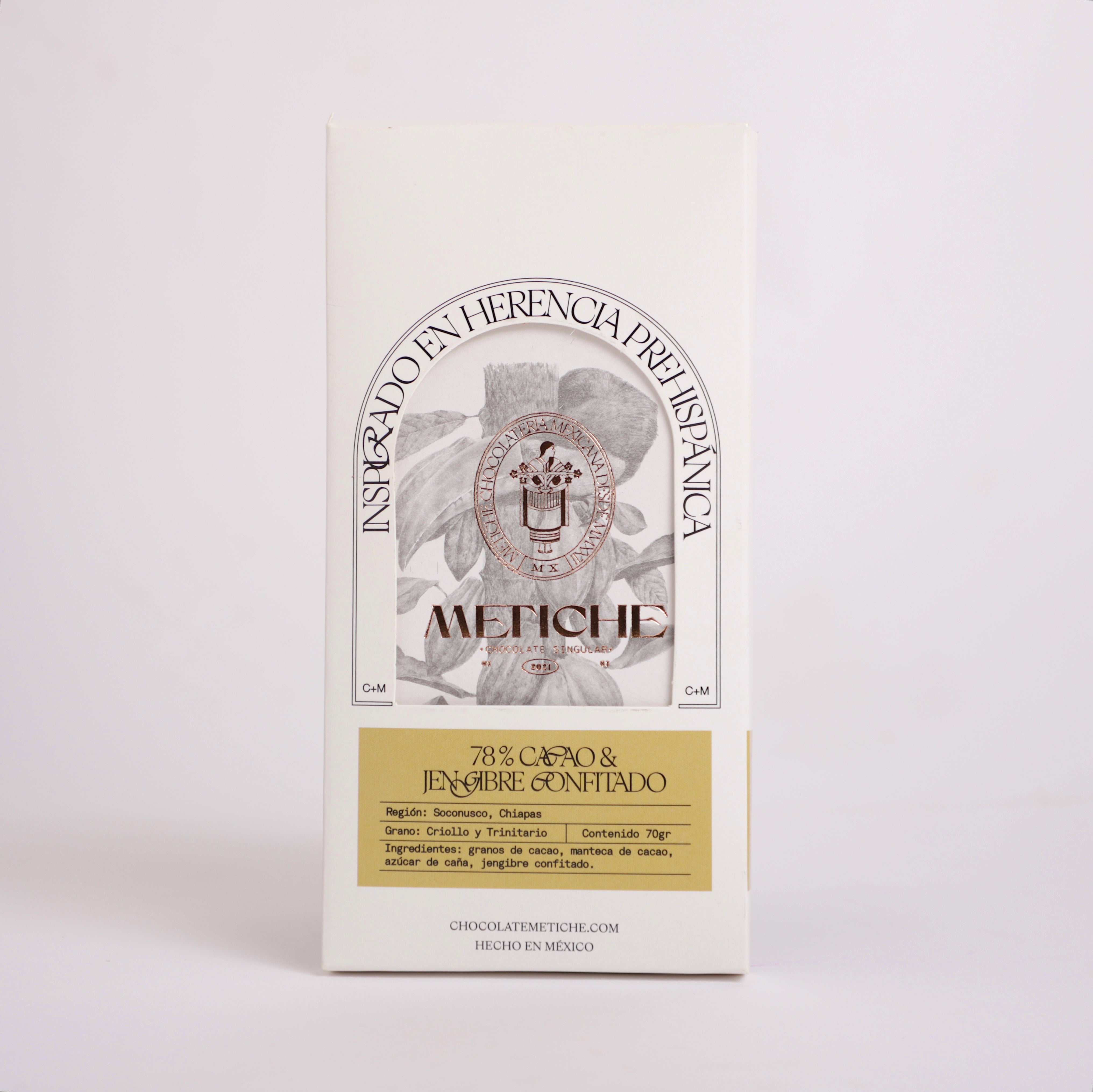 Dark Mexican Chocolate Bar, 78% Cacao & Confit Ginger