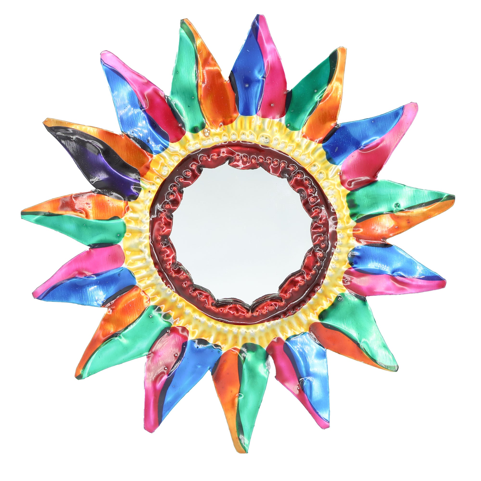 Medium Sun Milagro Tin Heart with Mirror