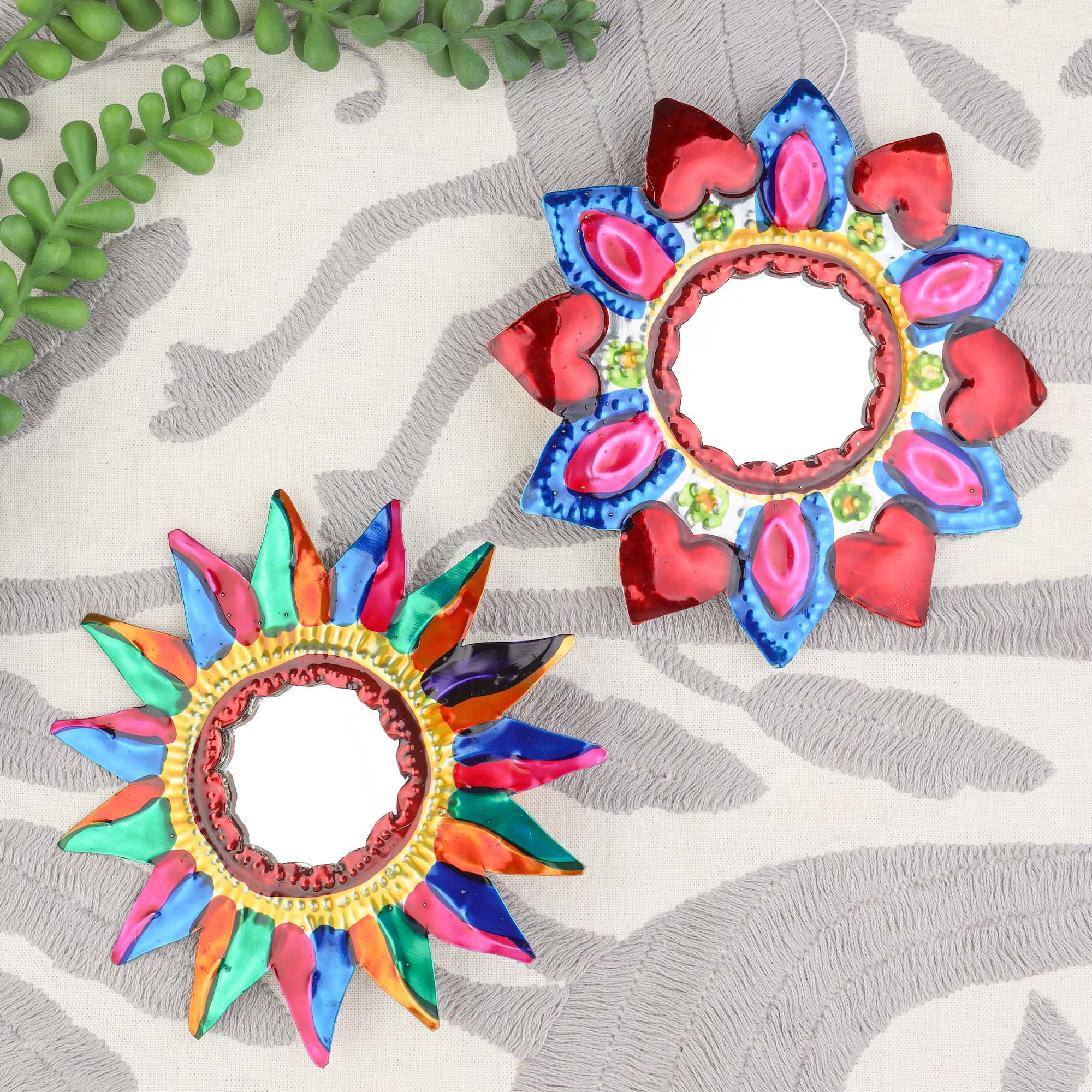 Medium Sun Milagro Tin Heart with Mirror