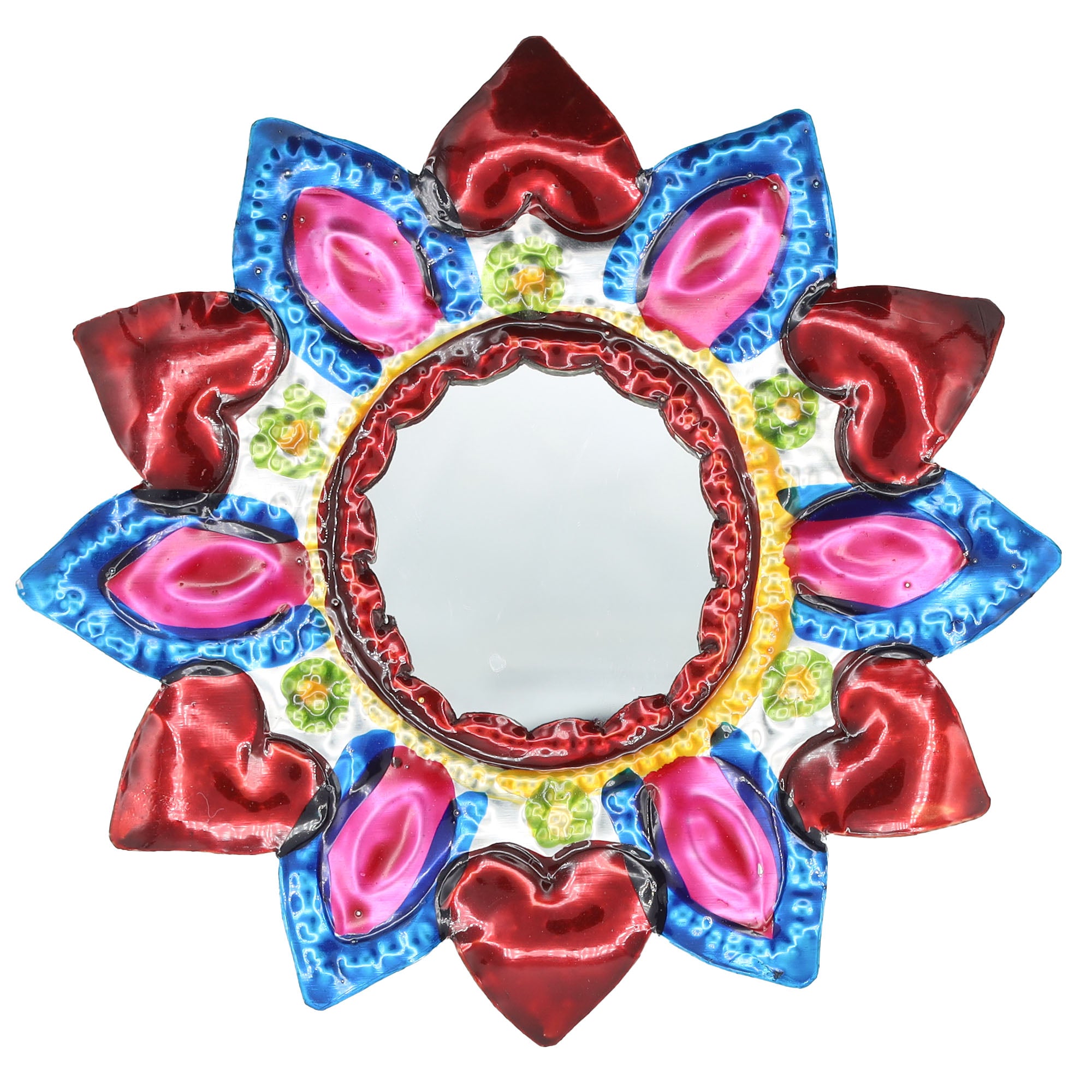 Medium Sun Milagro Tin Heart with Mirror