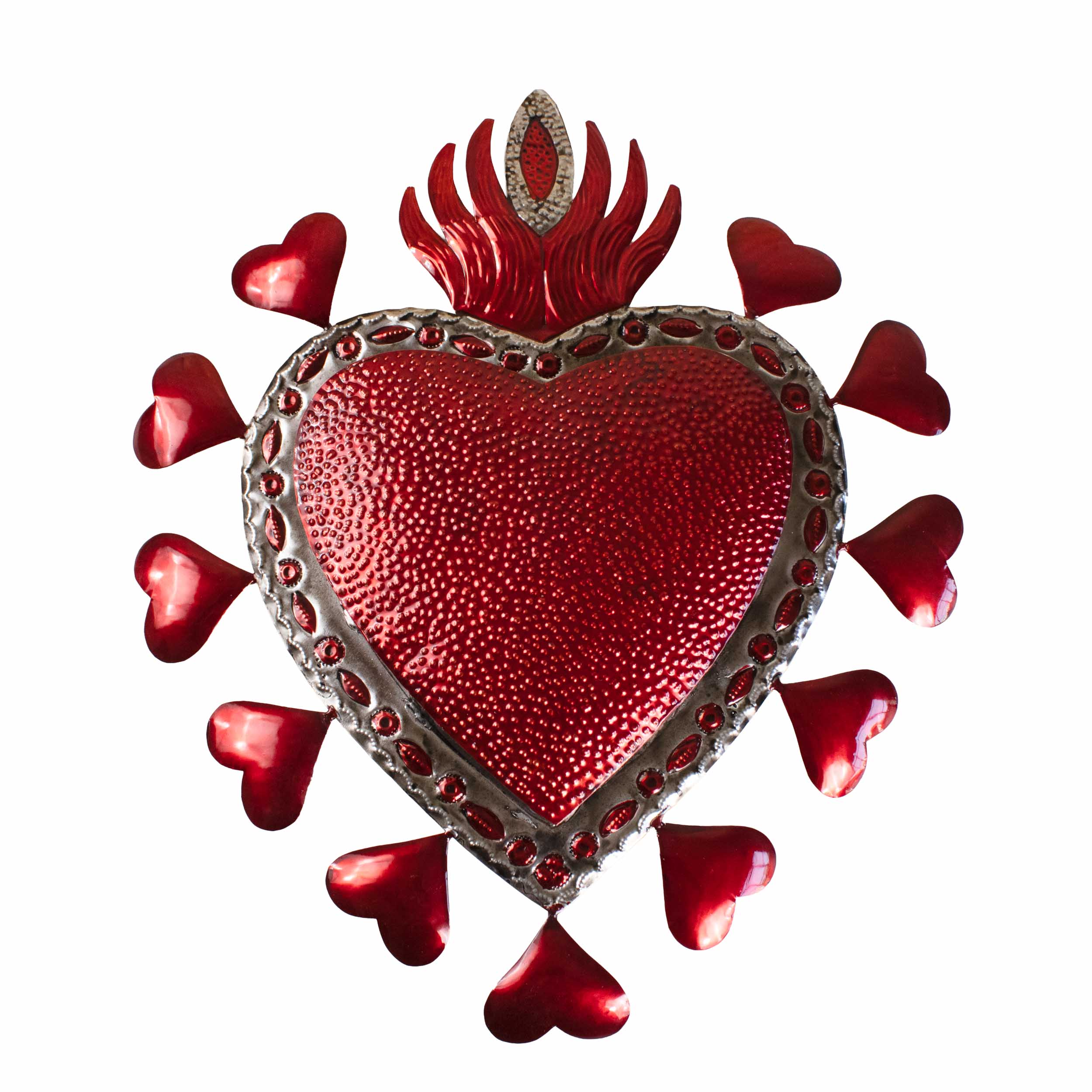 Sacred Heart of Hearts Milagro Tin Art Wall Decor