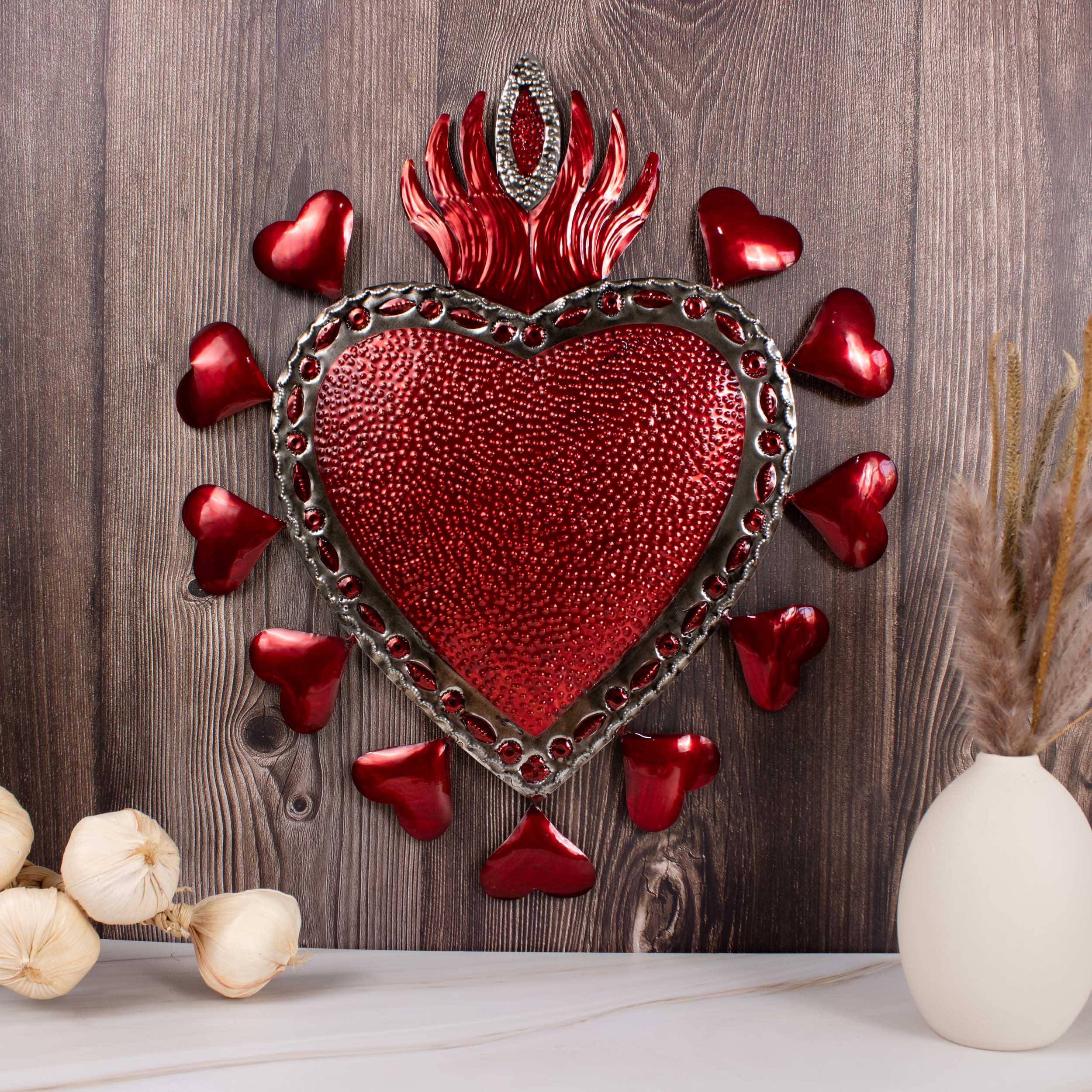 Sacred Heart of Hearts Milagro Tin Art Wall Decor