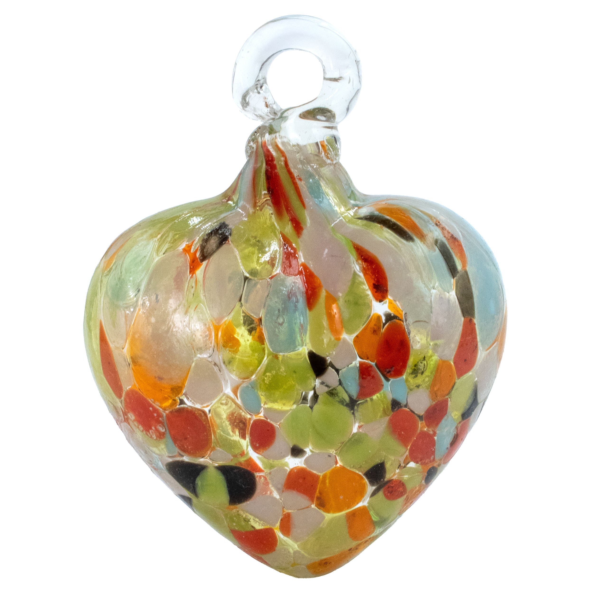 Tonalá Multicolor Blown Glass Hanging Heart Ornament