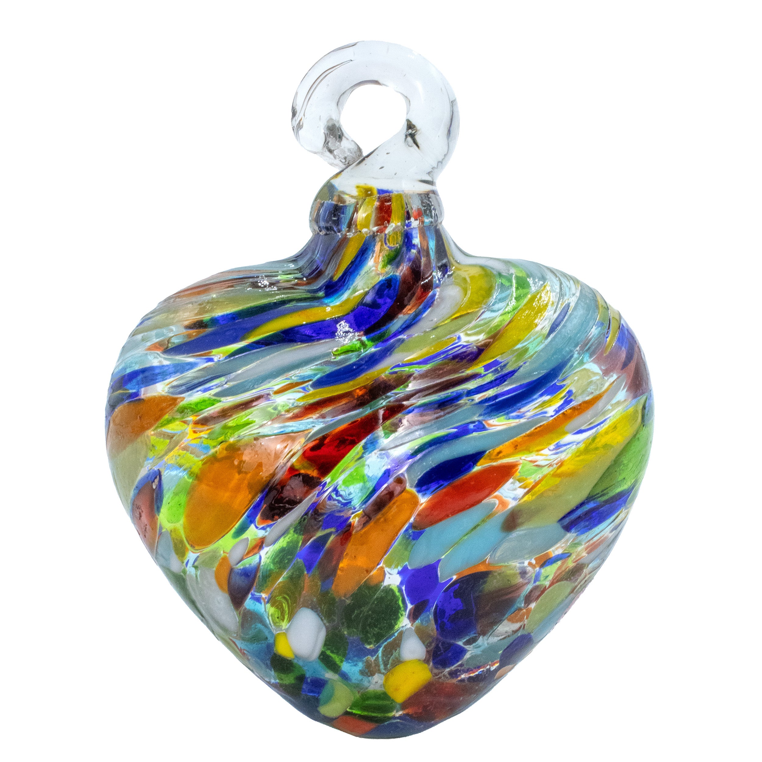 Tonalá Multicolor Blown Glass Hanging Heart Ornament