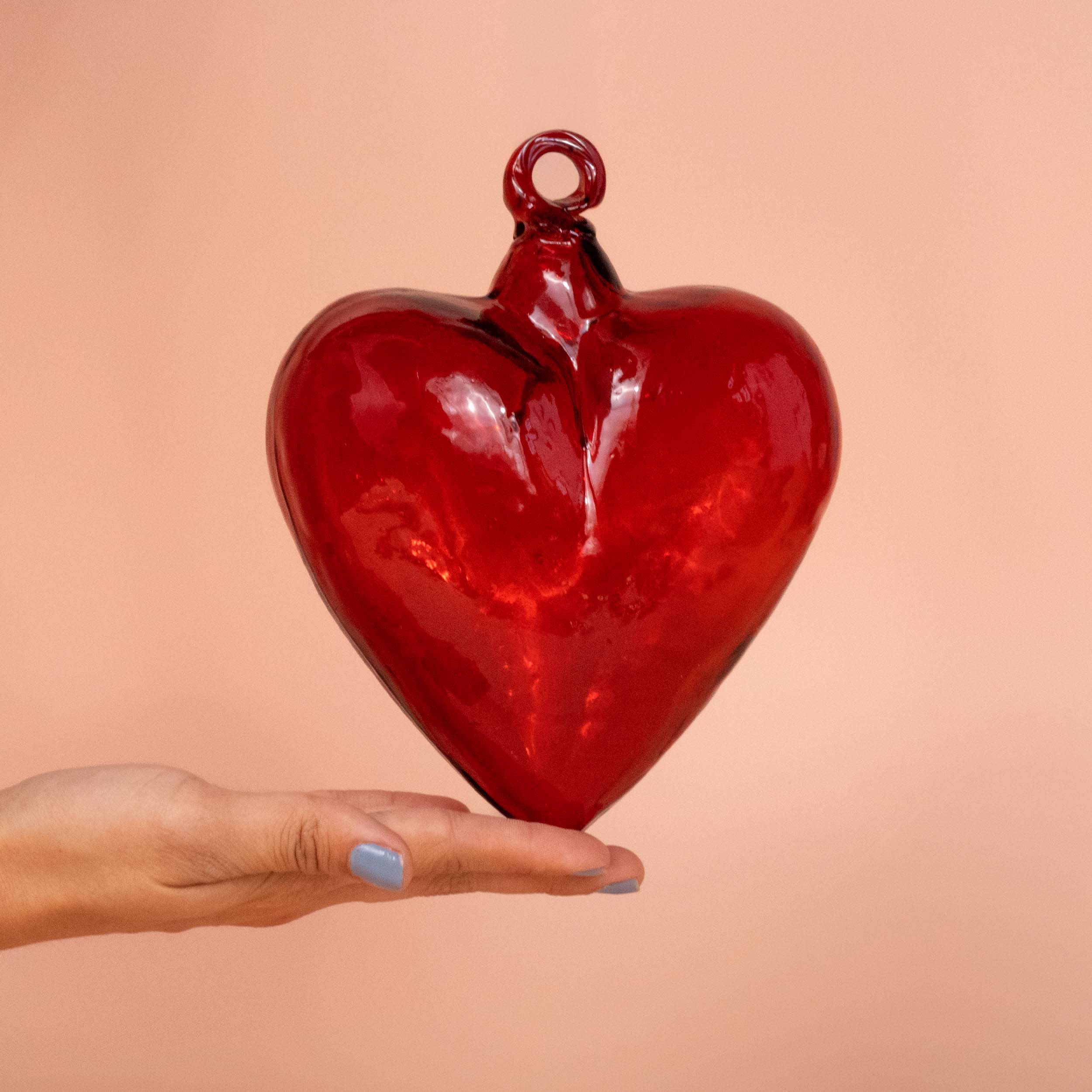 Tonalá Large Blown Glass Hanging Heart Ornament