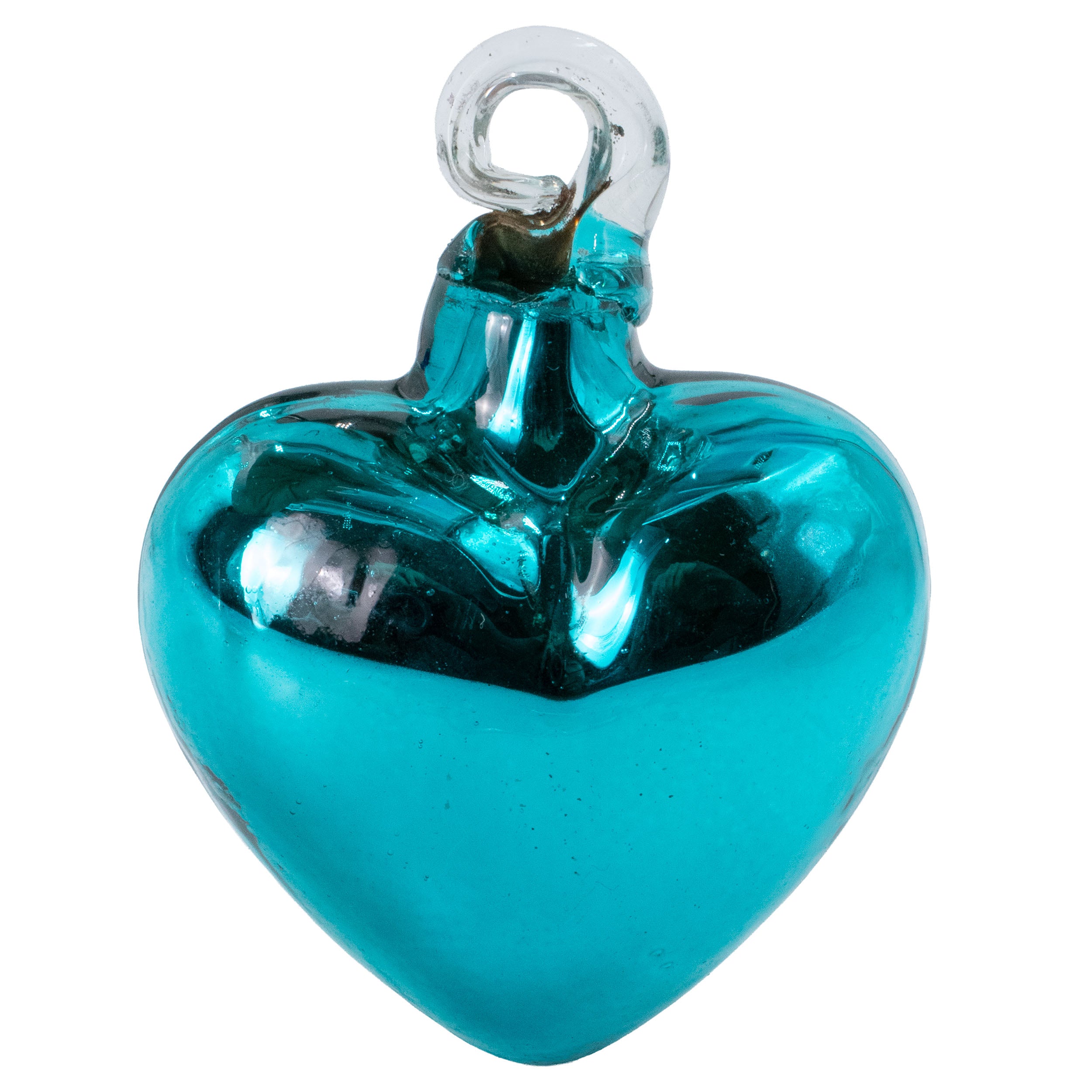 Tonalá Platinated Solid Blown Glass Hanging Heart Ornament