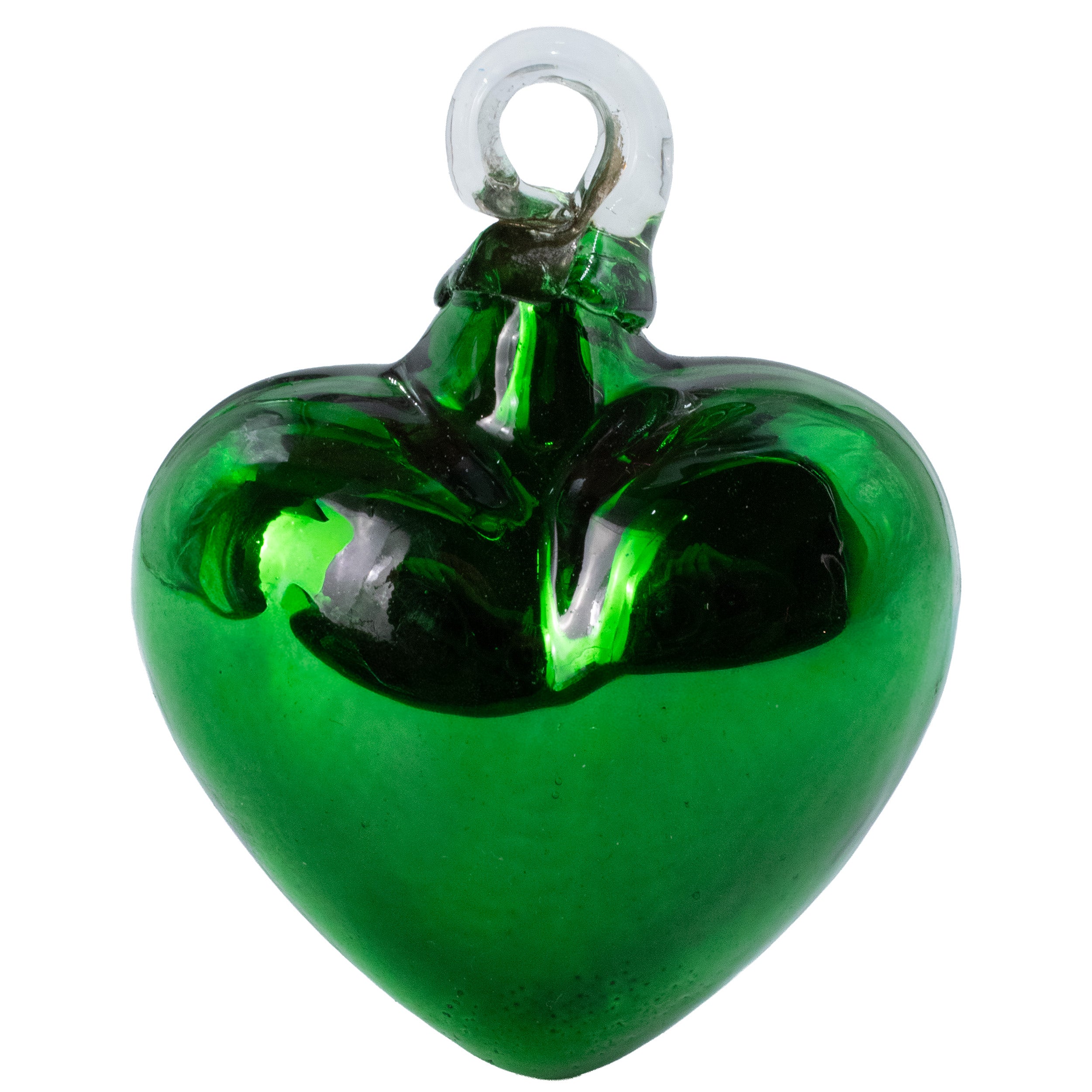 Tonalá Platinated Solid Blown Glass Hanging Heart Ornament