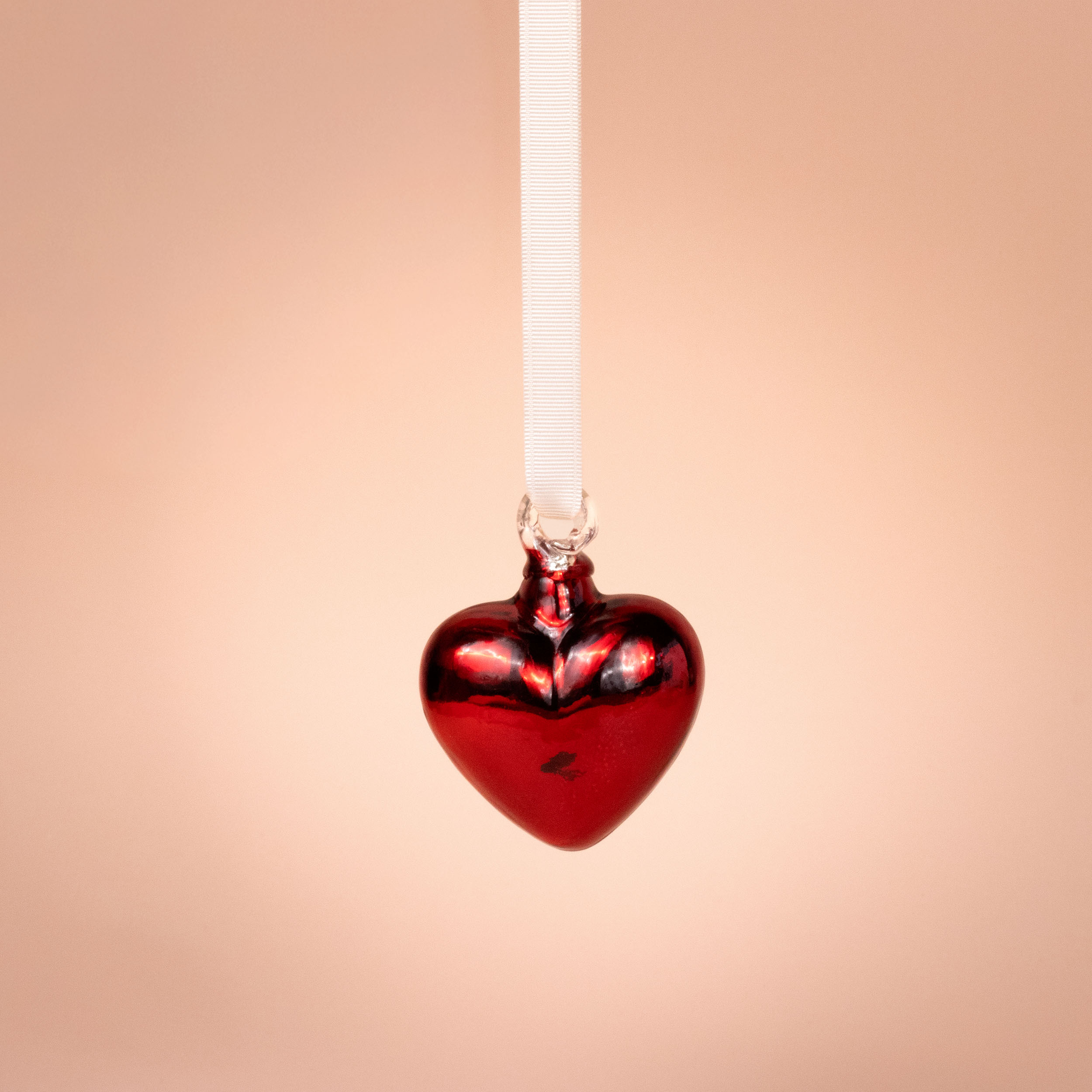 Tonalá Platinated Solid Blown Glass Hanging Heart Ornament