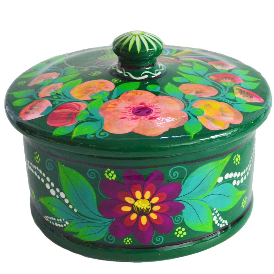 Hand-Painted Xalitla Clay Tortilla Basket