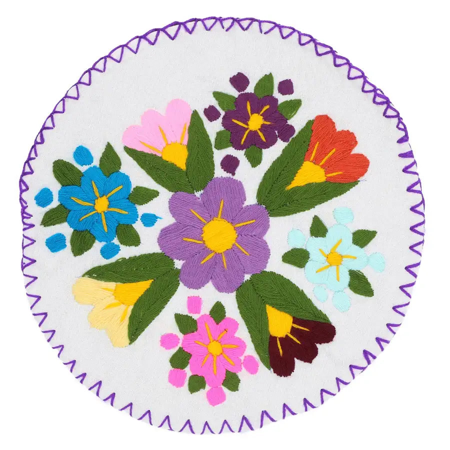 Hand Embroidered Floral Tortilla Warmer