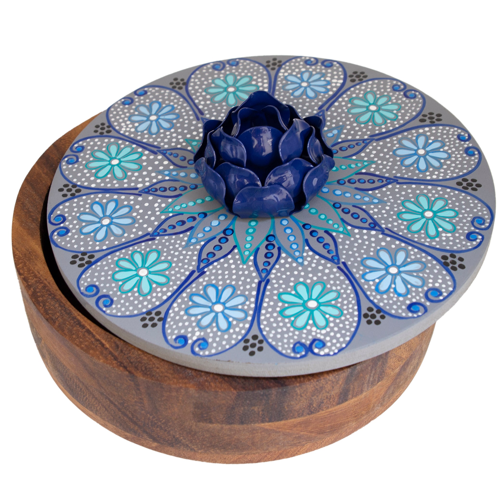 Hand-painted Parota Solid Wood Kitchen Tortillero/Basket