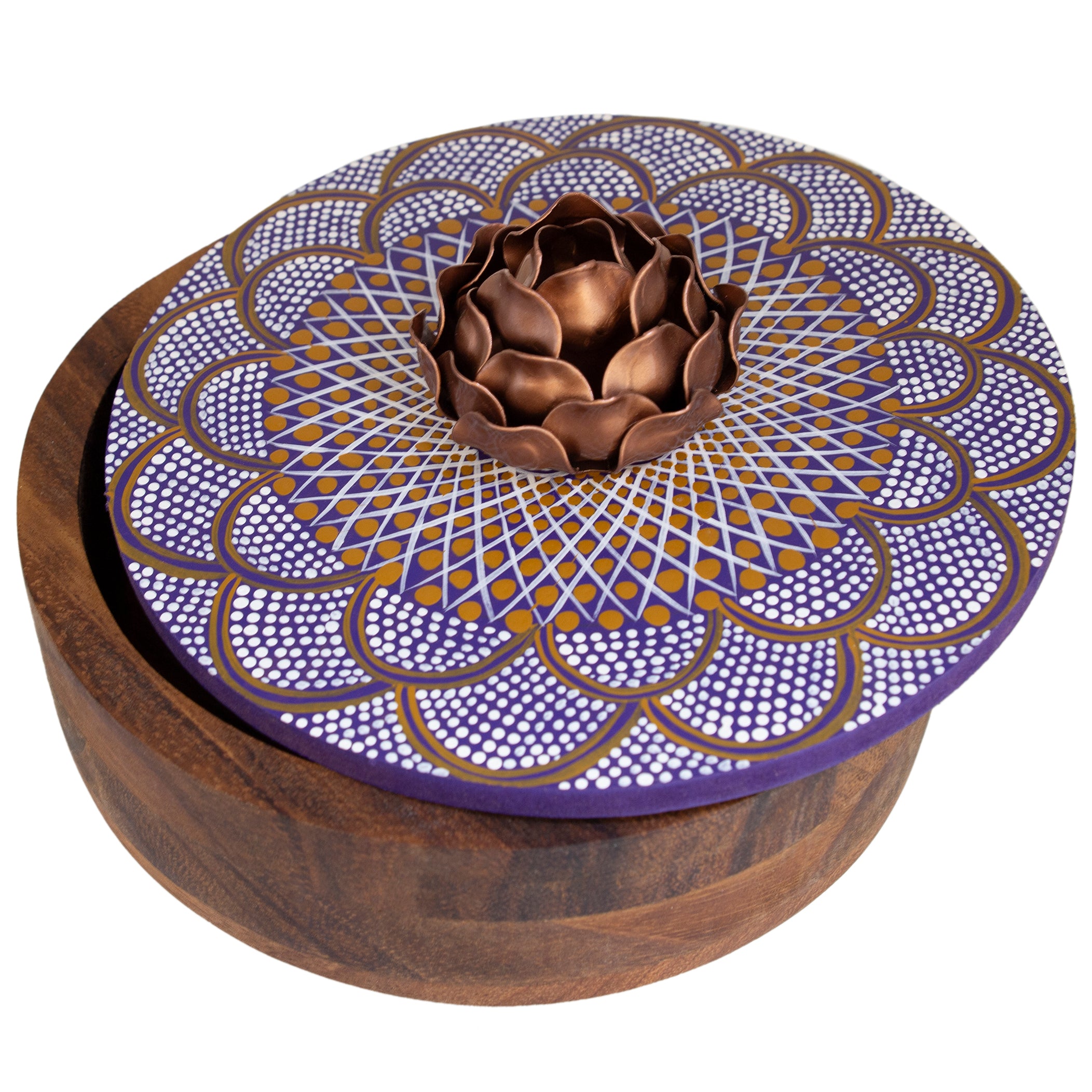 Hand-painted Parota Solid Wood Kitchen Tortillero/Basket