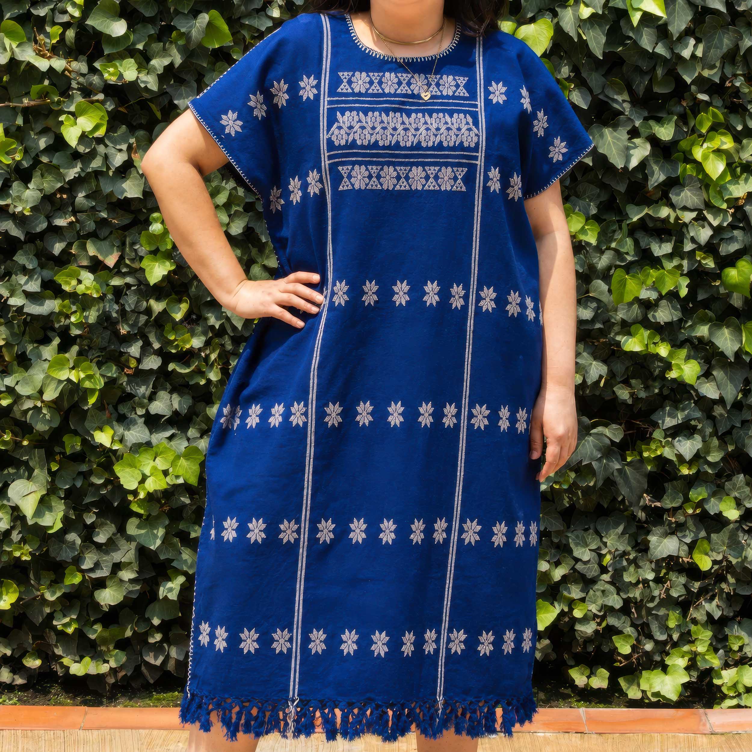Trenzado Long Huipil de Telar Dress