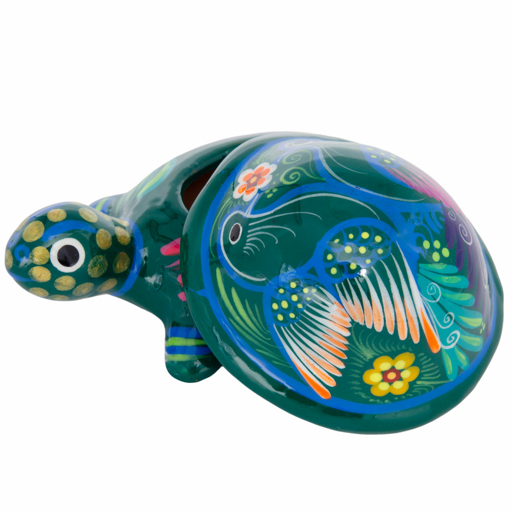 Hand-Painted Xalitla Turtle Clay Trinket/Jewelry Box