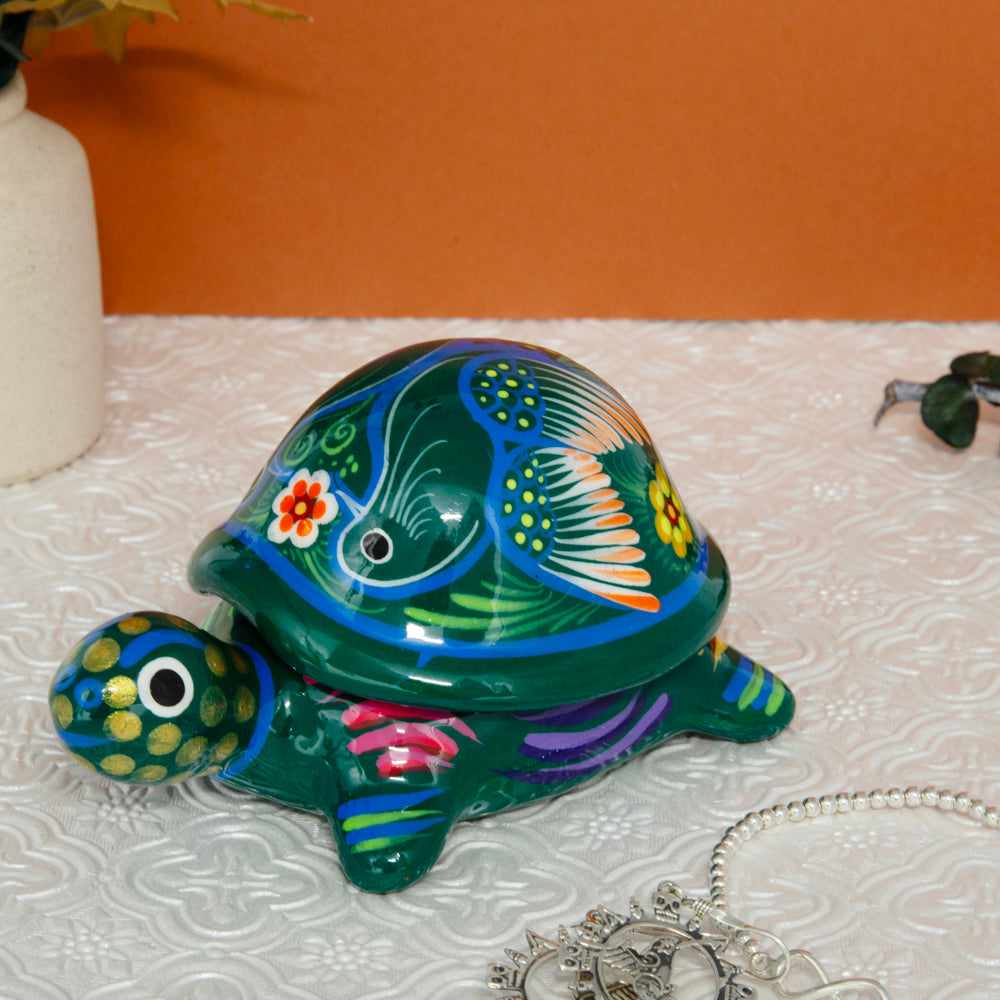 Hand-Painted Xalitla Turtle Clay Trinket/Jewelry Box