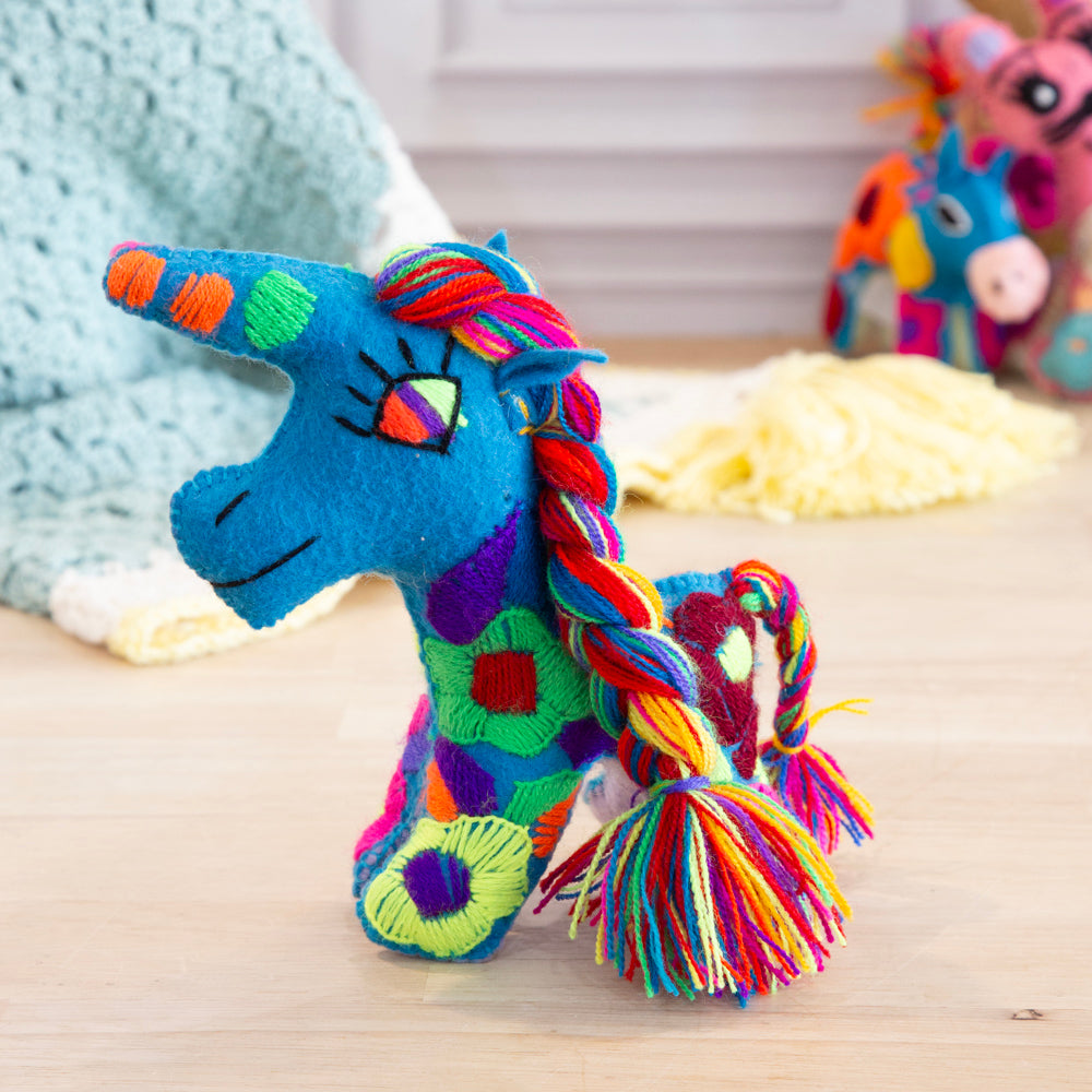 Unicorn Hand-Embroidered Stuffed Animal