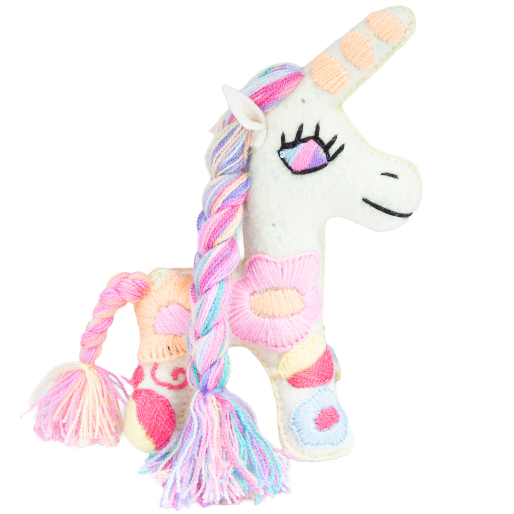 Unicorn Hand-Embroidered Stuffed Animal