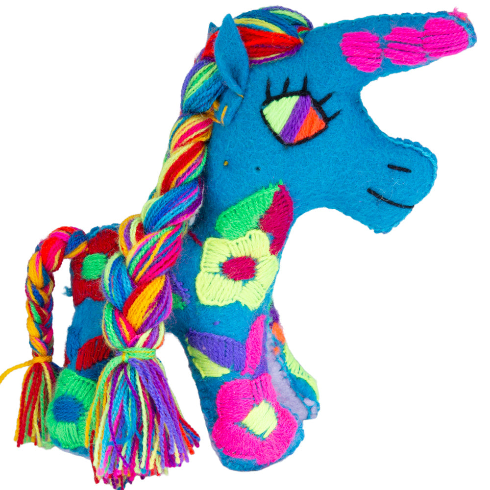 Unicorn Hand-Embroidered Stuffed Animal