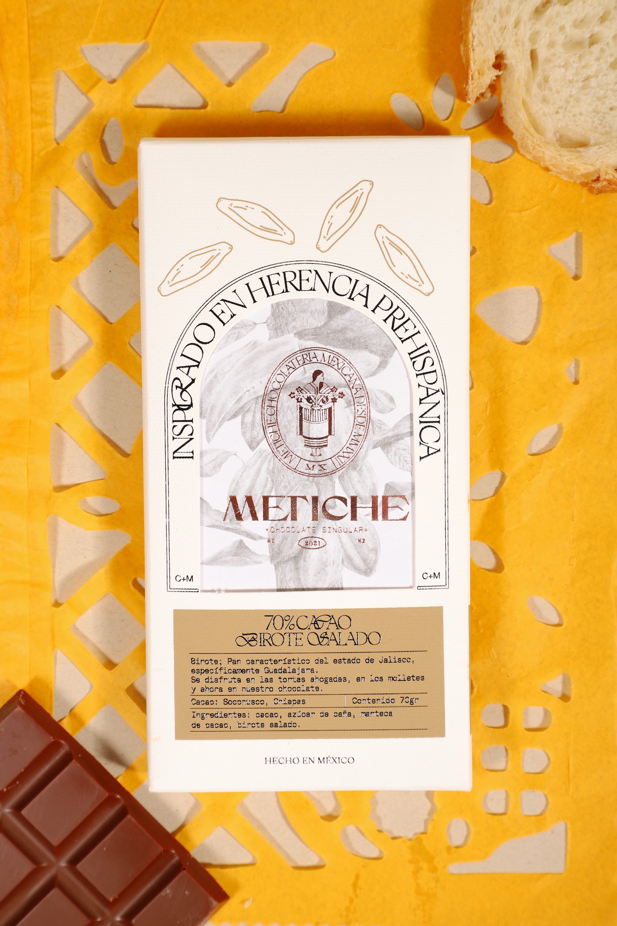 Dark Mexican Chocolate Bar, 70% Cacao, Birote Salado