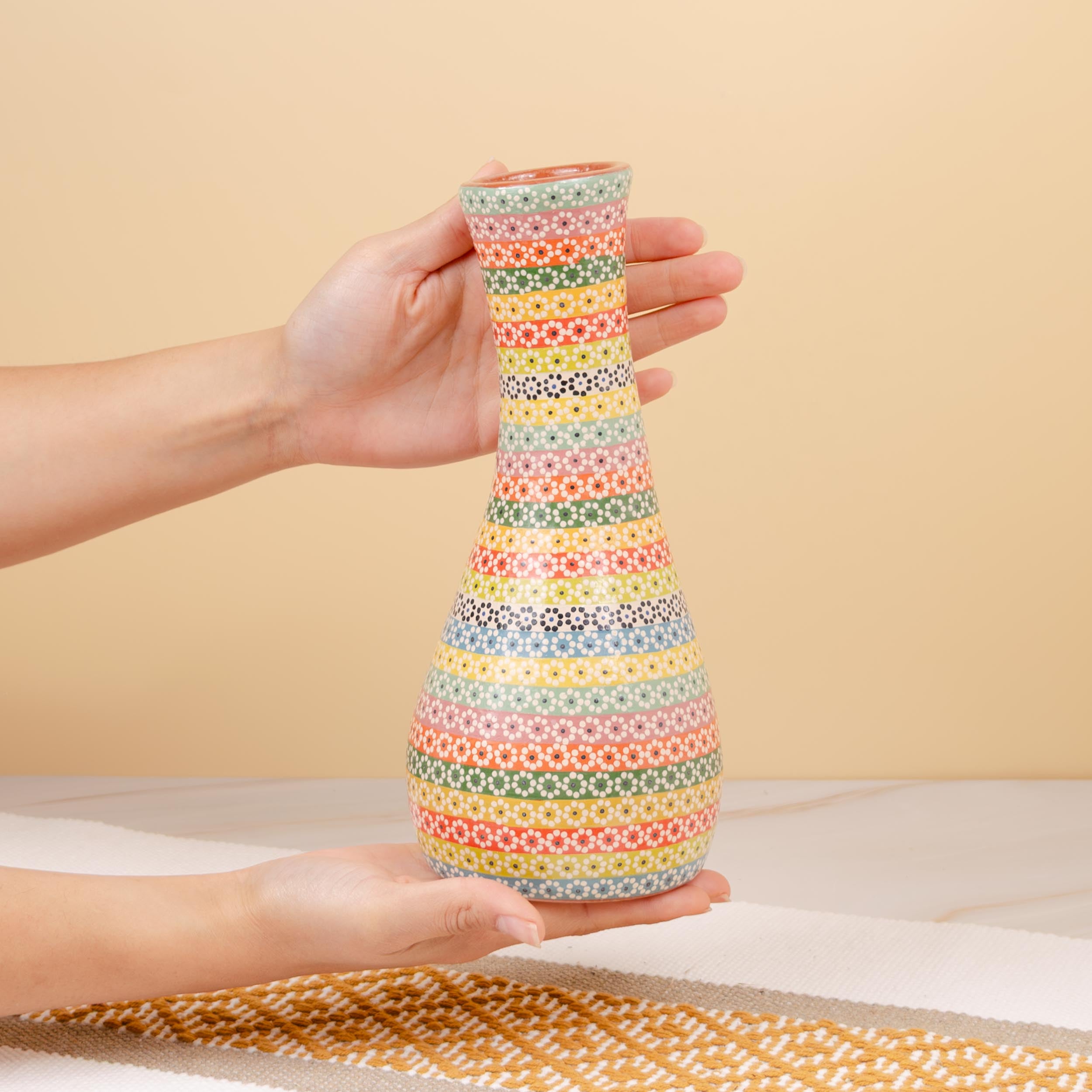 Capula Short Slim Neck Rainbow Clay Vase