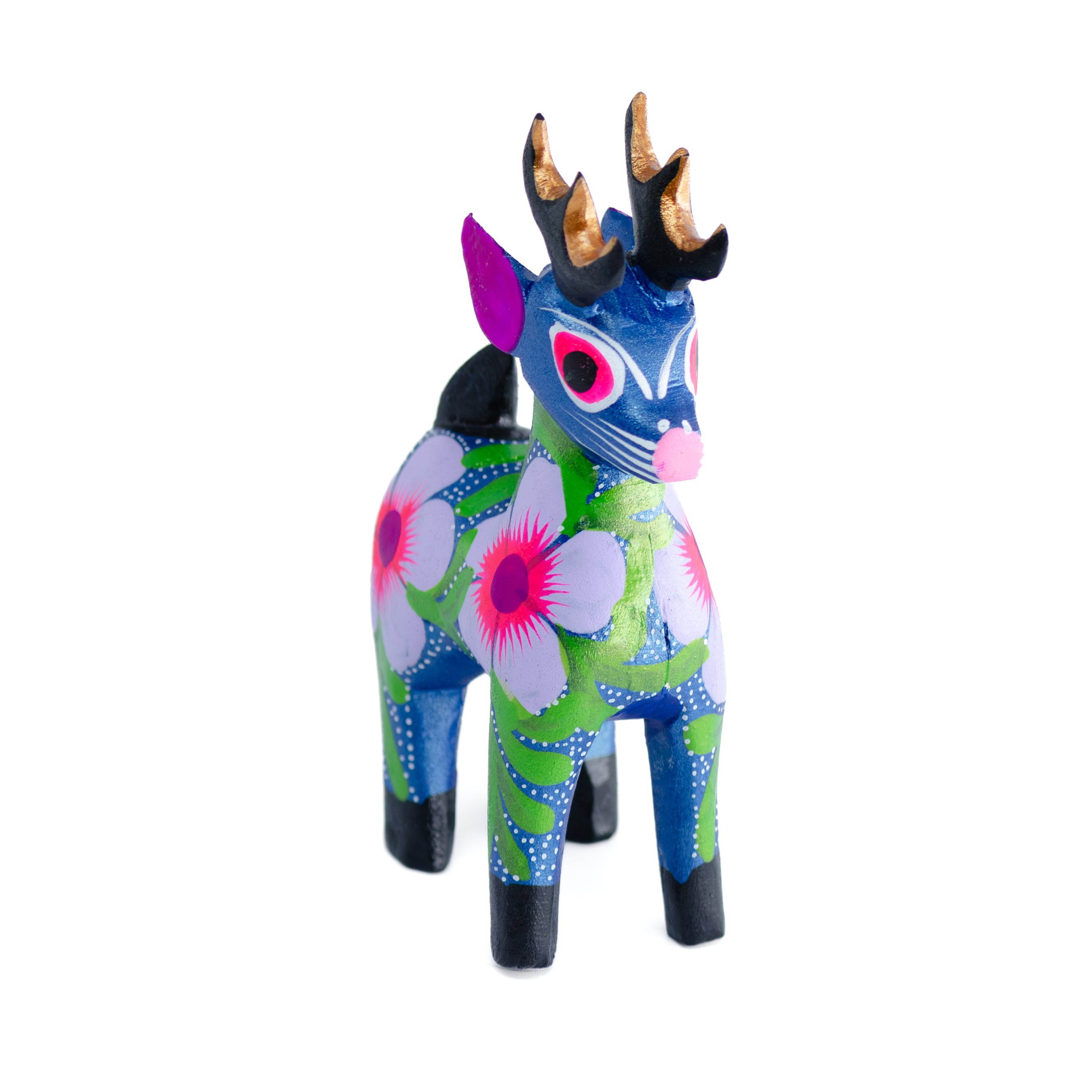 Large Hand Painted Deer Wooden Figurine