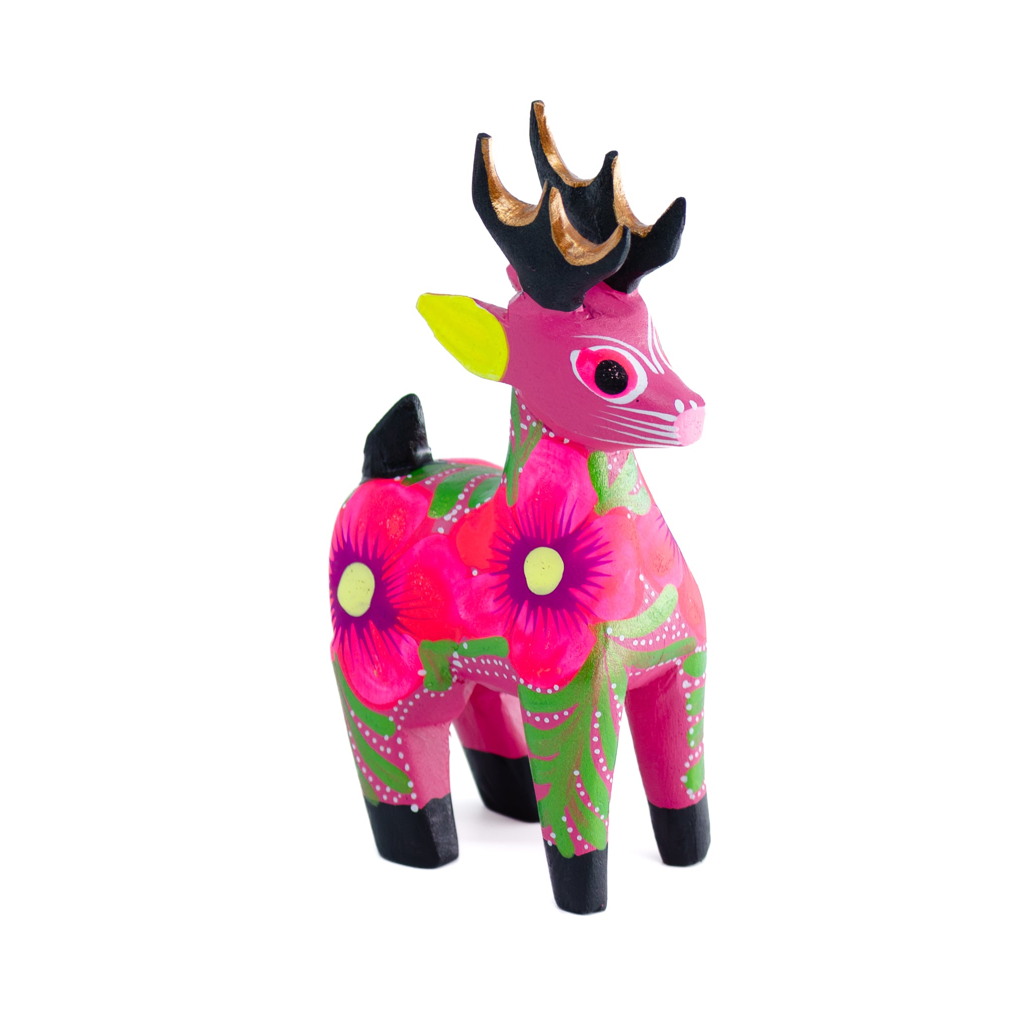 Large Hand Painted Deer Wooden Figurine