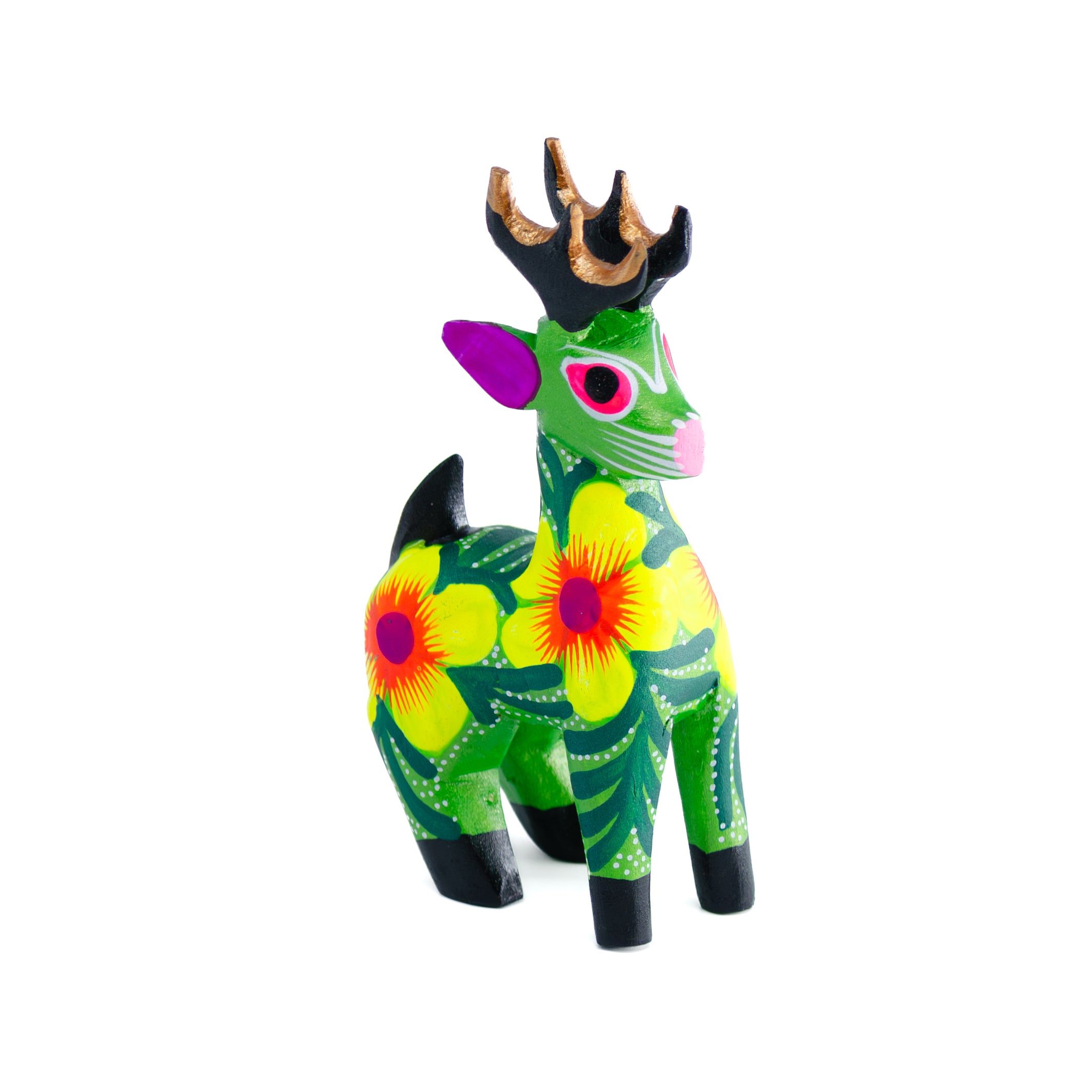 Large Hand Painted Deer Wooden Figurine