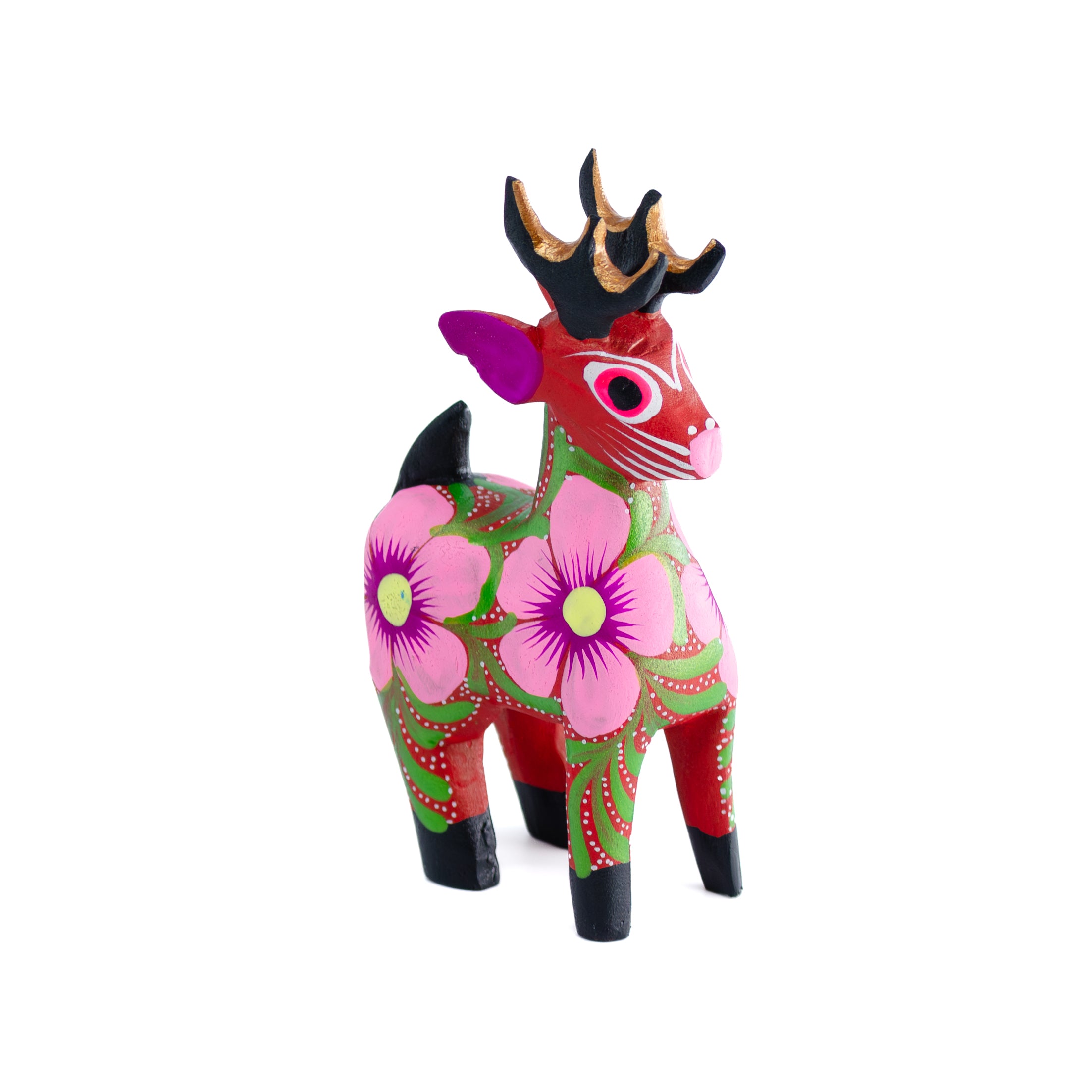 Large Hand Painted Deer Wooden Figurine