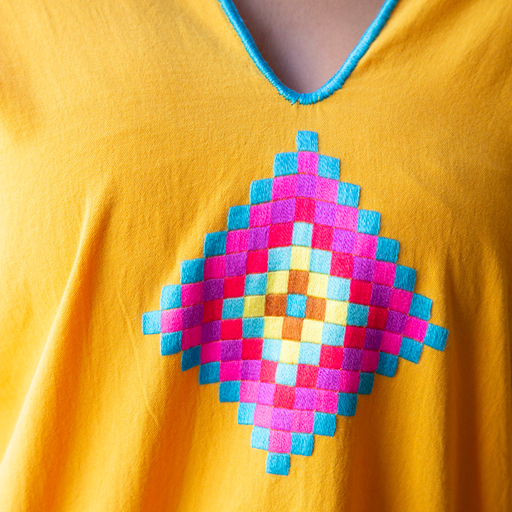 Ch'ol Modern V-Neck Huipil Blouse