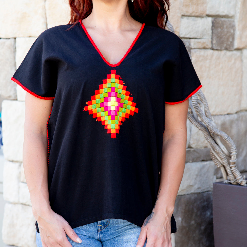 Ch'ol Modern V-Neck Huipil Blouse