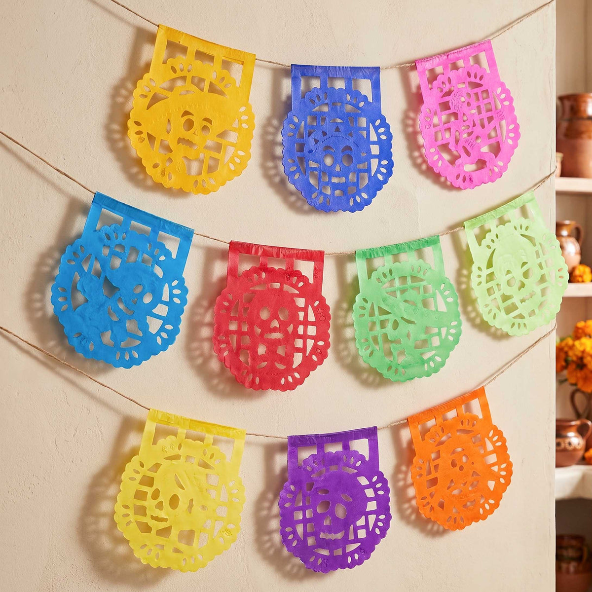 Dia De Muertos Circle Papel Picado Banner