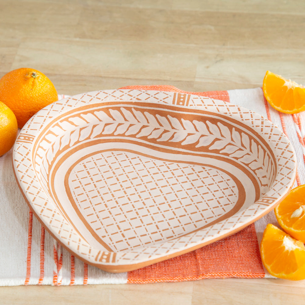 Traditional Patamban Hand-Painted Heart Plate