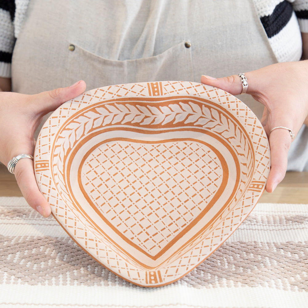 Traditional Patamban Hand-Painted Heart Plate