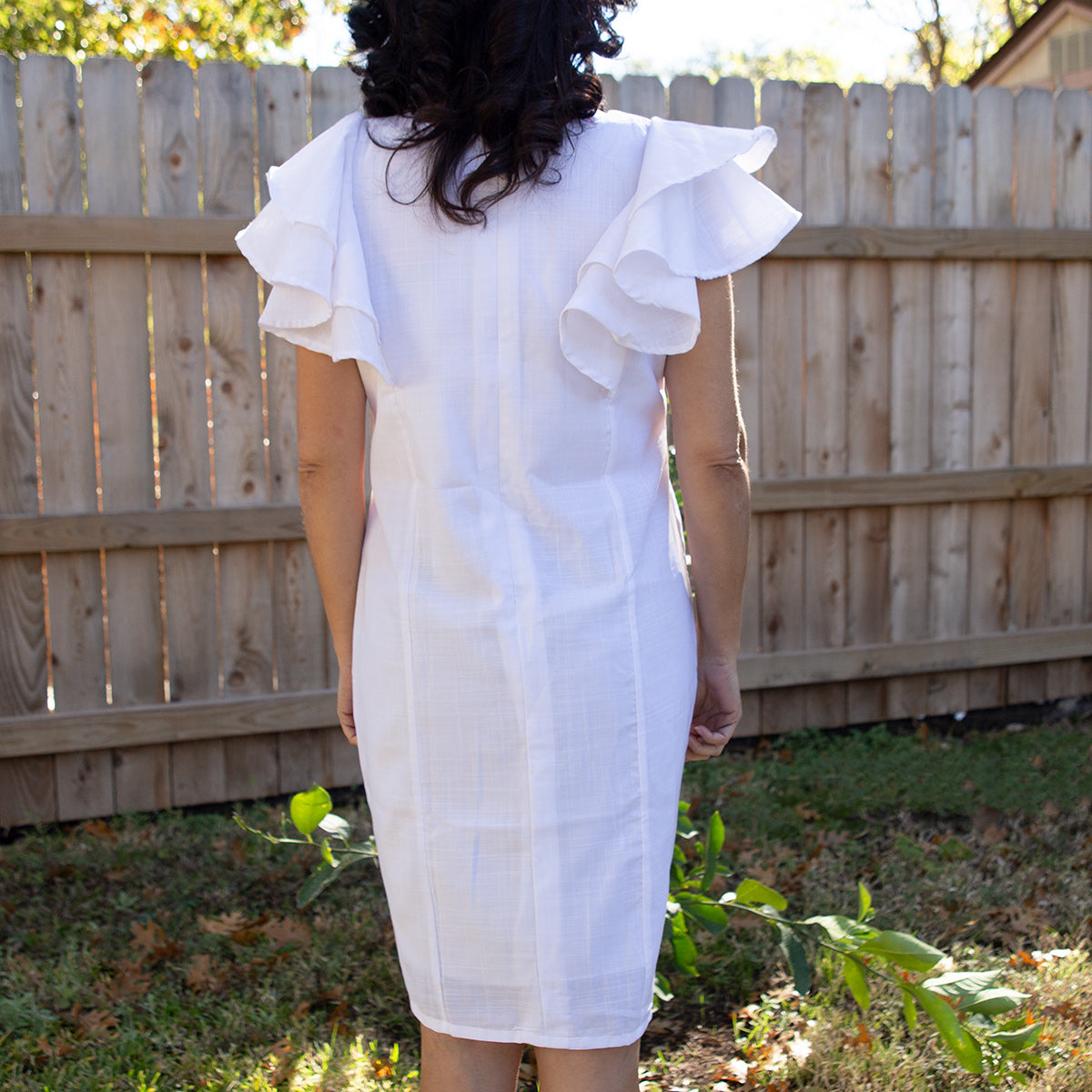 Cecilia White Flutter Sleeves Dress