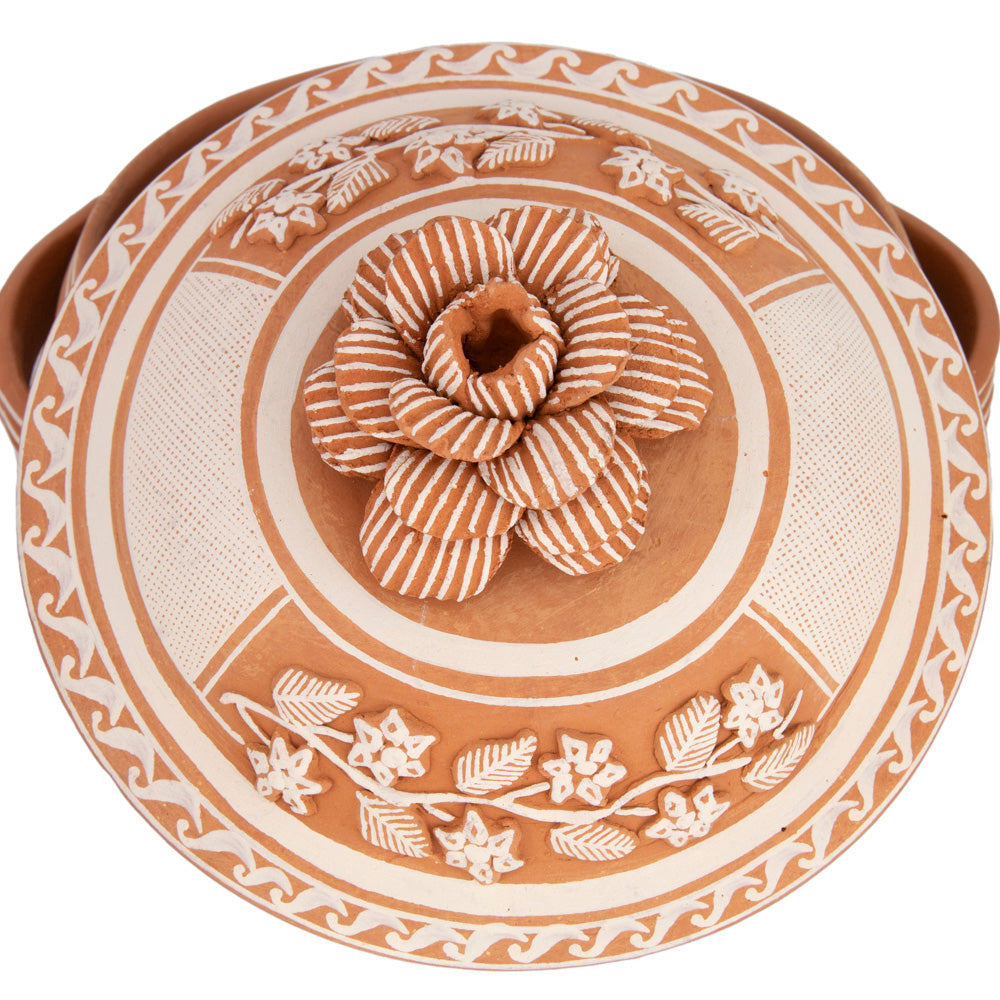 Patamban Hand-Painted Tortilla Holder with Flower Top