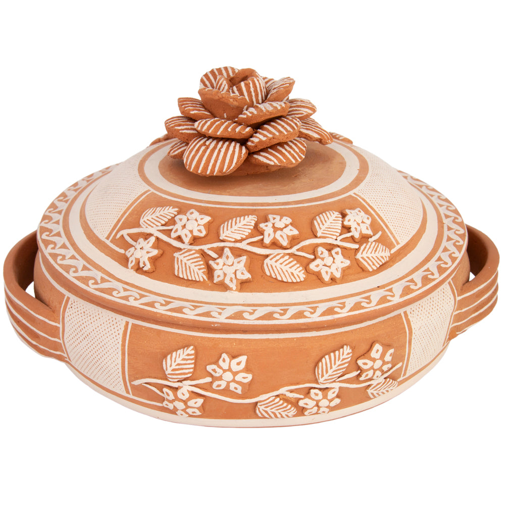 Patamban Hand-Painted Tortilla Holder with Flower Top