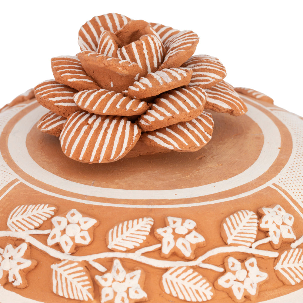 Patamban Hand-Painted Tortilla Holder with Flower Top