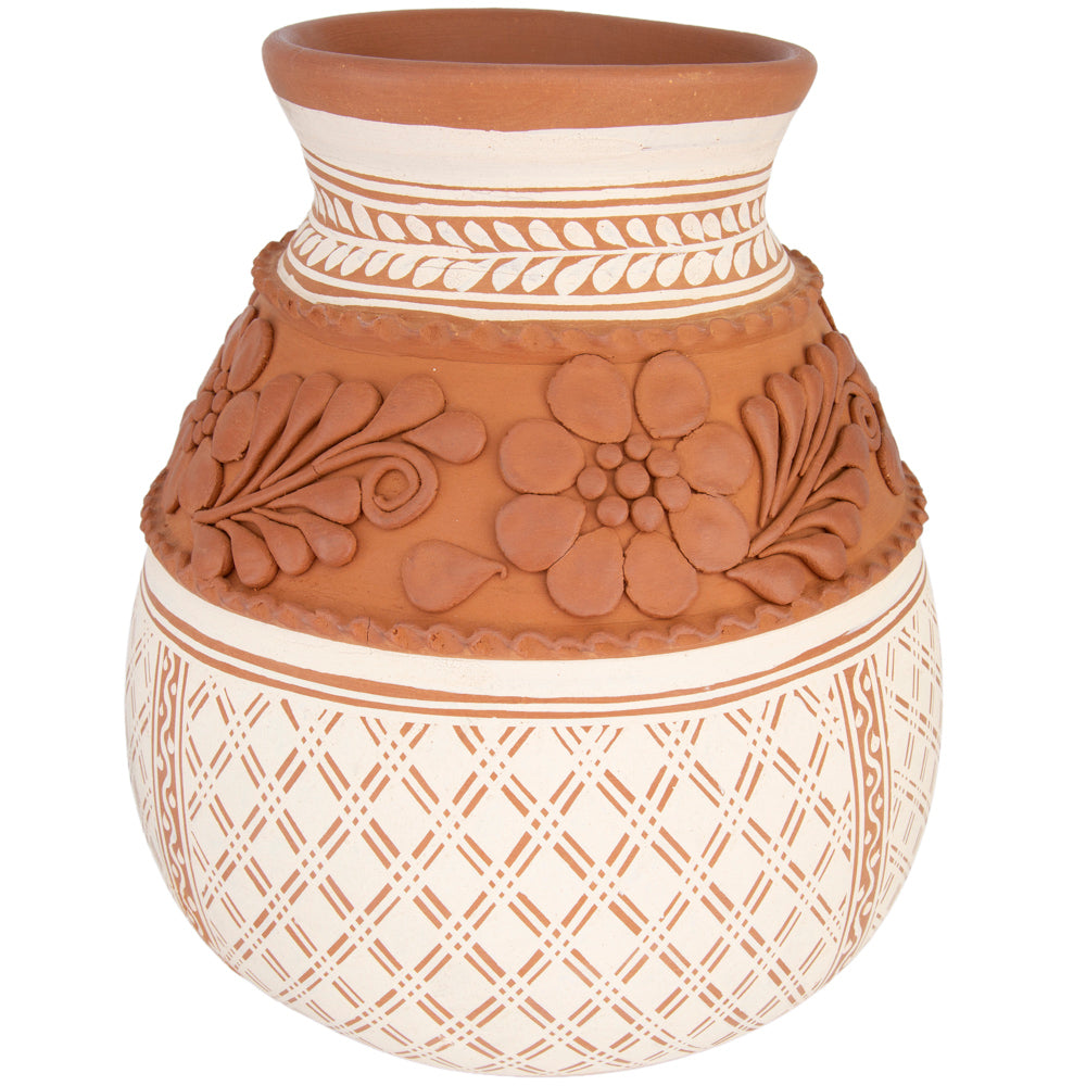 Patamban Teardrop Vase with Sculpted Flowers