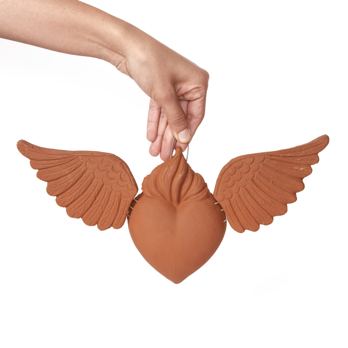 Sacred Heart Angel Wings Clay Wall Art