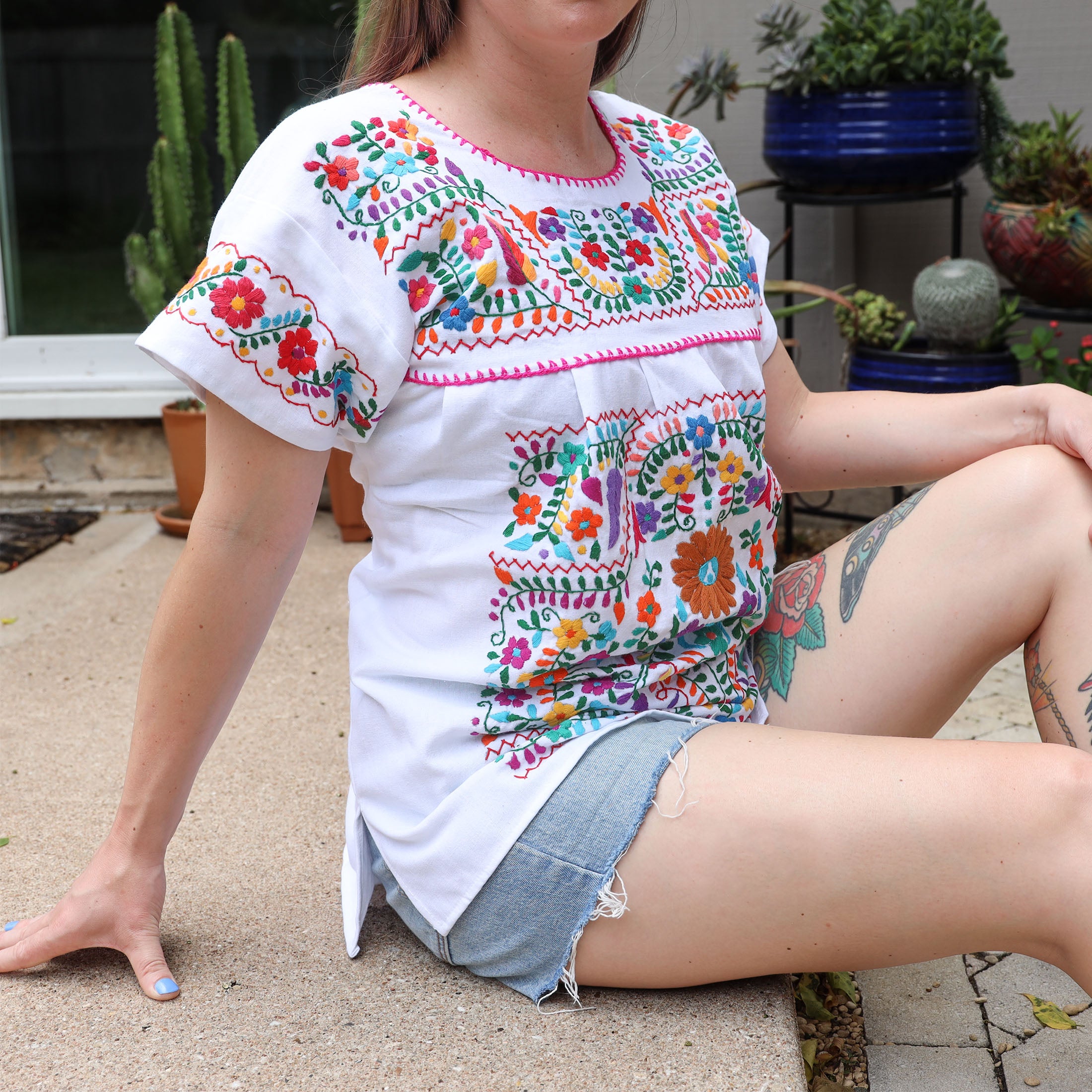 Chilac Embroidered Mexican Blouse