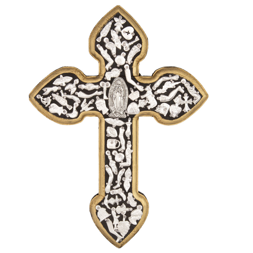 Wooden Wall Cross with Milagritos, Large