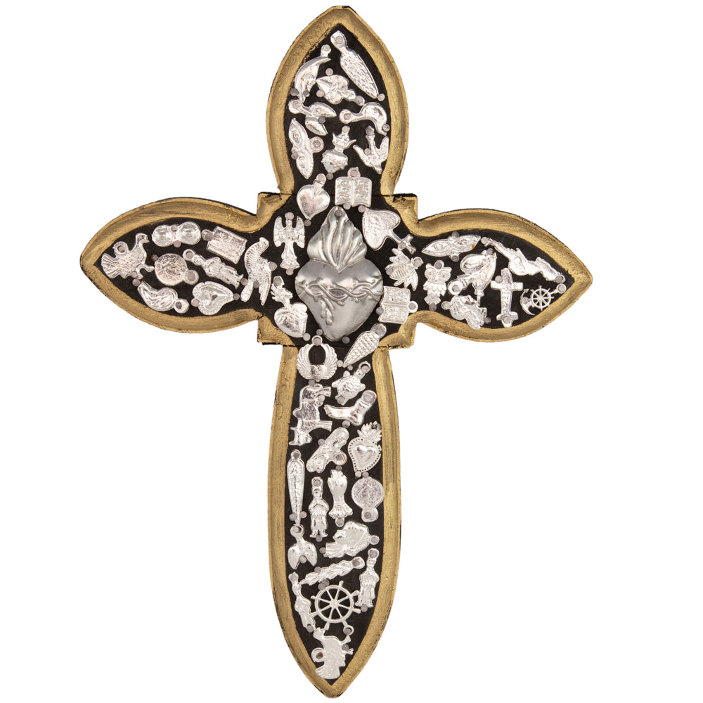 Wooden Wall Cross with Milagritos, Large