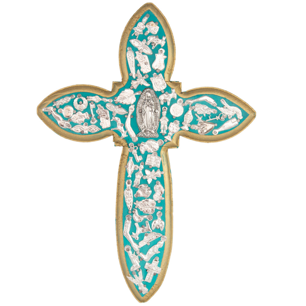 Wooden Wall Cross with Milagritos, Large