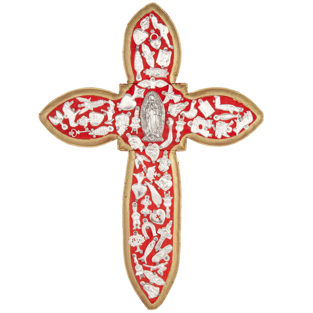 Wooden Wall Cross with Milagritos, Large