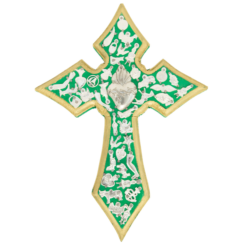 Wooden Wall Cross with Milagritos, Large